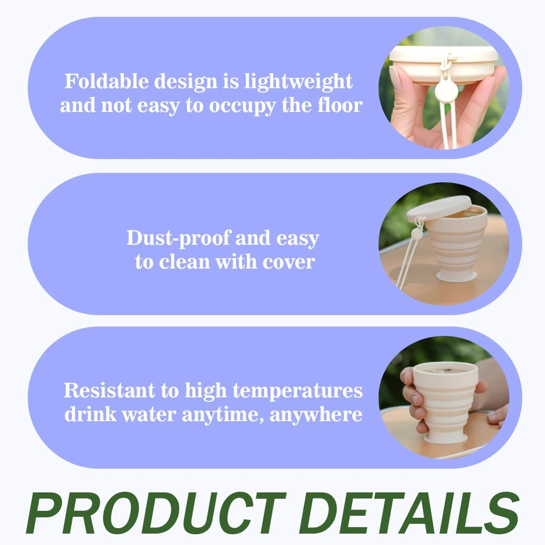 GXGM 4 Pack Collapsible Silicone Travel Mugs, Portable Camping Cups with Lids Reusable Shatterproof for Picnic, Hiking,