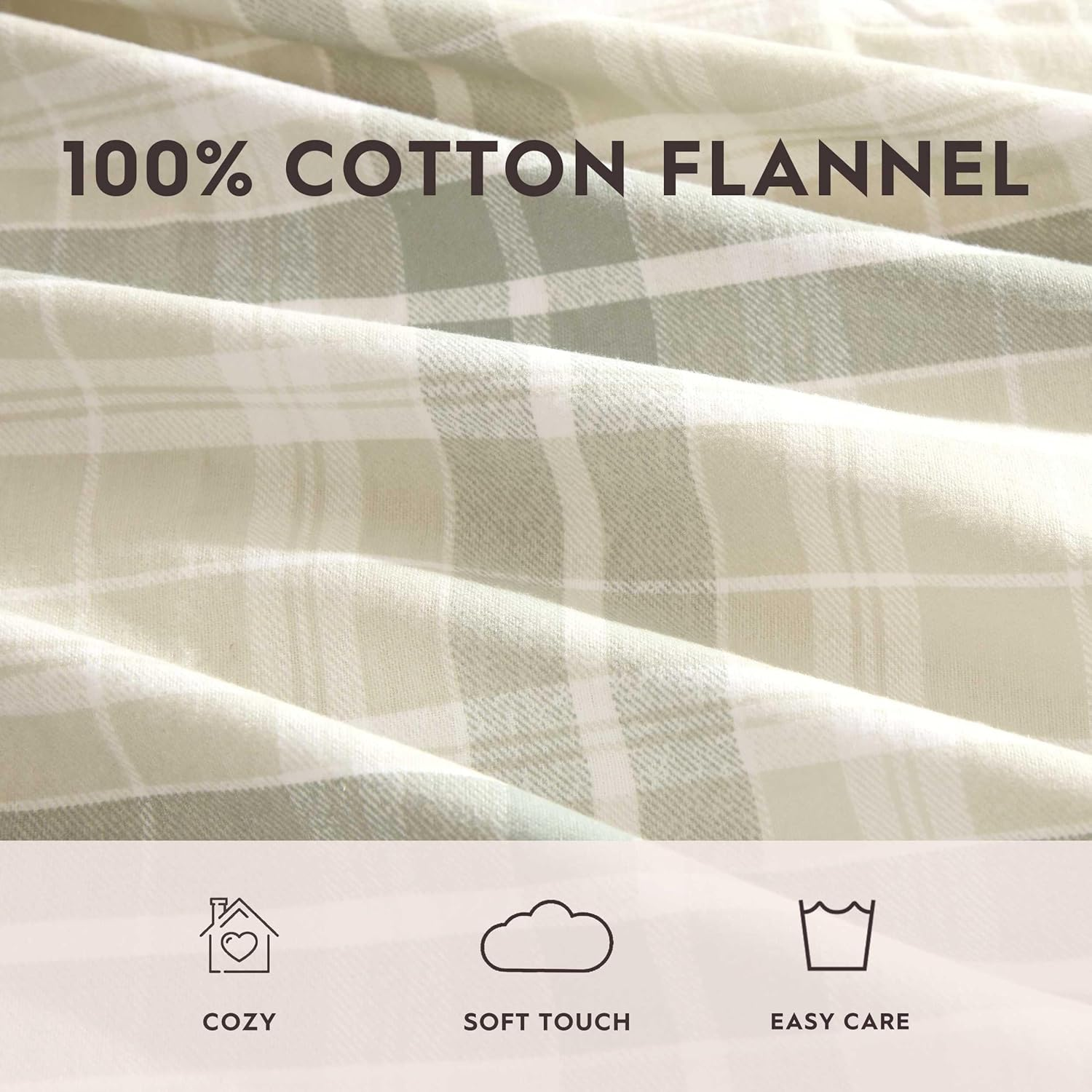 Laura Ashley - Queen Bed Sheets, Cotton Flannel Bedding Set with Matching Pillowcases, Brushed for Extra Softness, Deep Pocket, Oeko-Tex Certified (Mulholland Plaid Green) image number 6