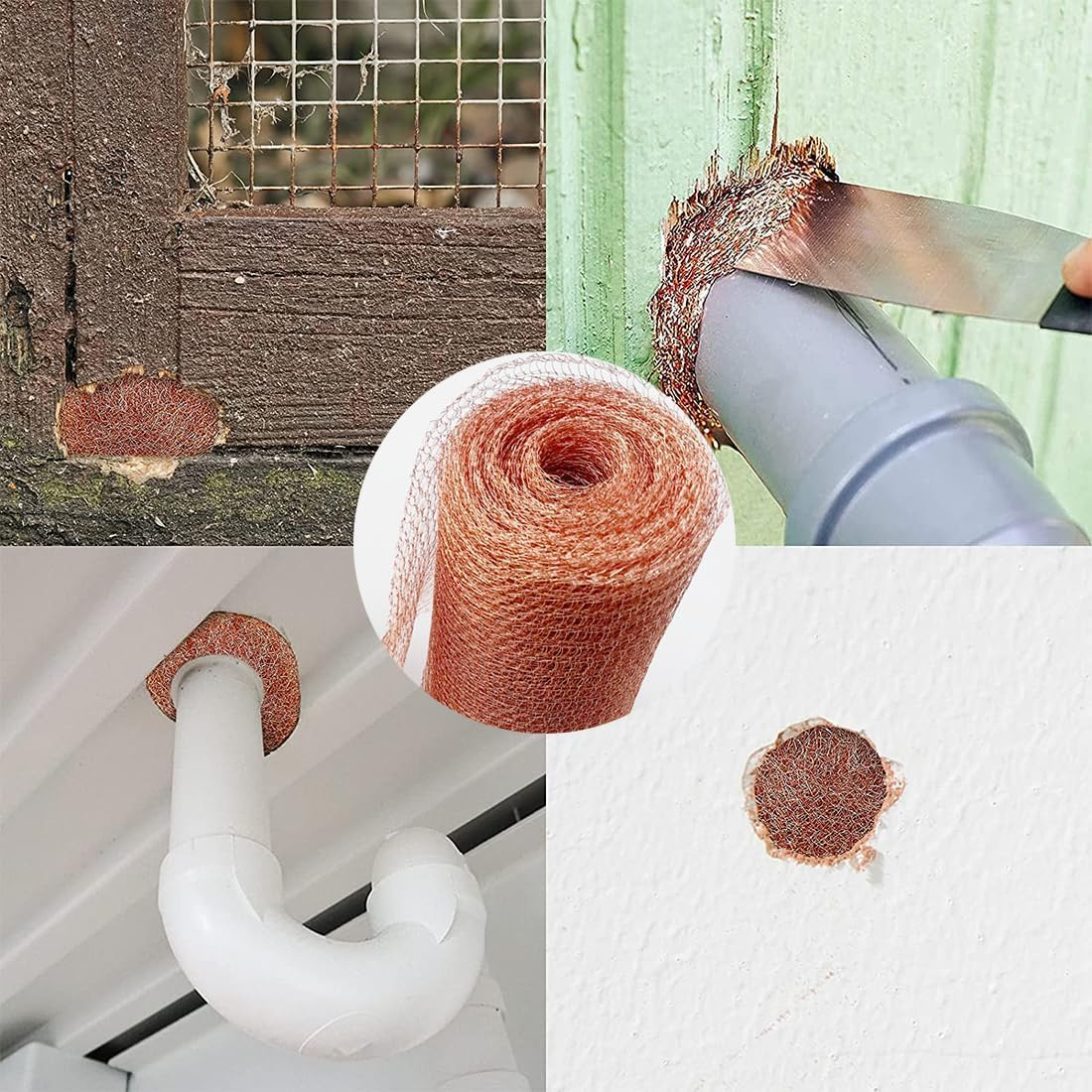 Copper Pest Control Mesh Roll, 1Roll Mesh Rodent Control Copper Wool, Double Layer Copper Mesh Rodent Control, Knitted Copper Mesh Roll Double Layer Fabric Wool Hole Filler Used for House and Garden image number 6