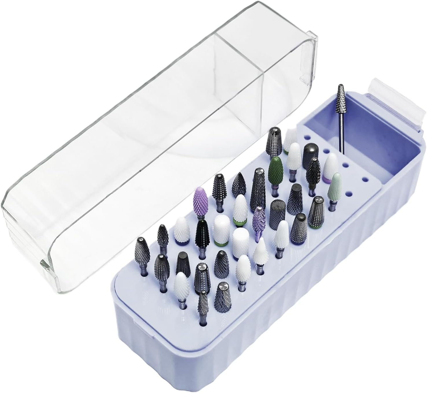 Nail Milling Cutter Case Organizer for Nail Tools with 40 Holes - Storage Box with Transparent Dust Proof Lid for Artistic Details Women Youth image number 1