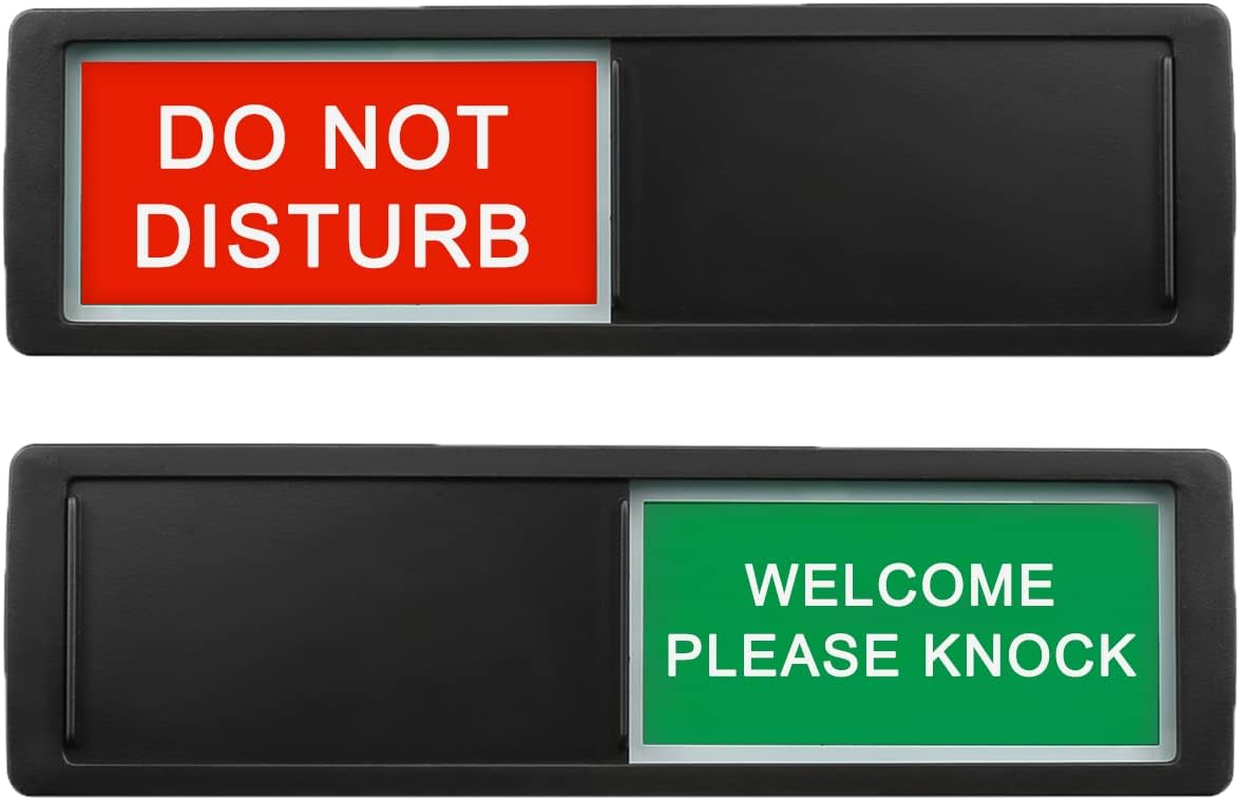 Do Not Disturb Privacy Door Sign, Please Knock for Home Office Restroom Conference Hospital, Non-Scratch Magnetic Slider Door Indicator, 7'' X 2'' - Black