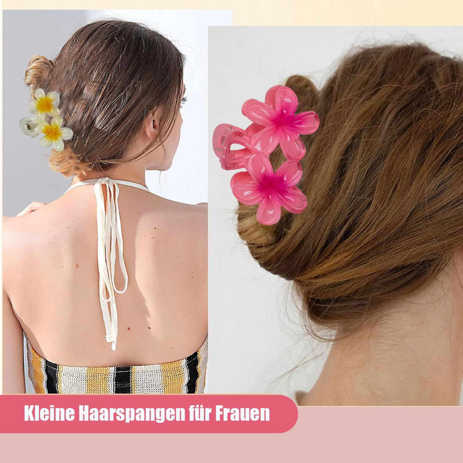 Esshogo Pack of 6 Flower Hair Clips, Hawaii Hair Clips, Women'S Non-Slip Hair Clip, Cute, Colourful Flowers, Hair Accessories, Women, Large Claw Clips for Thick Hair, Flower Hair Clip image number 1