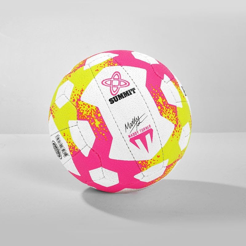 SUMMIT Maddy Turner Advance X Netball - Elite 18-Panel Foam‑Backed Design Using 75% Recycled Rubber for Match-Quality Grip and Control - Size 4