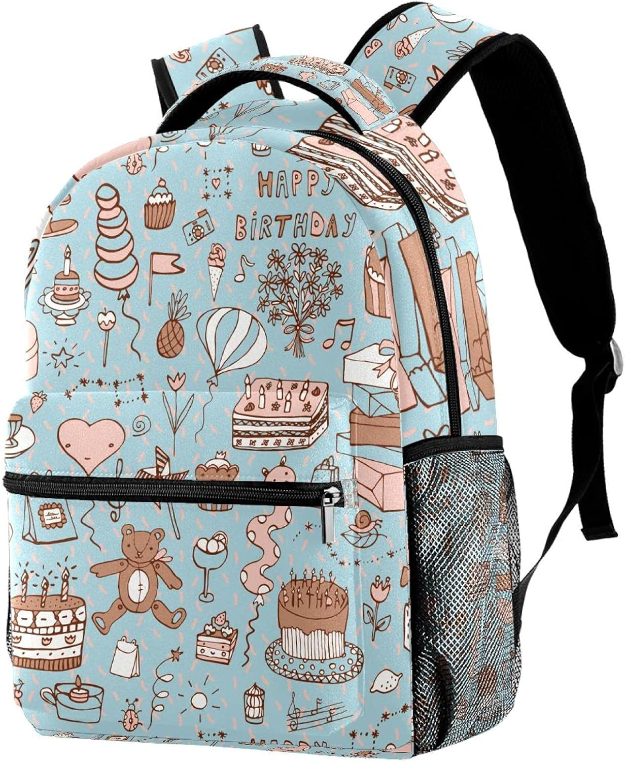Happy Birthday Pattern Backpack Students Shoulder Bags Travel Bag College School Tote Backpacks image number 2