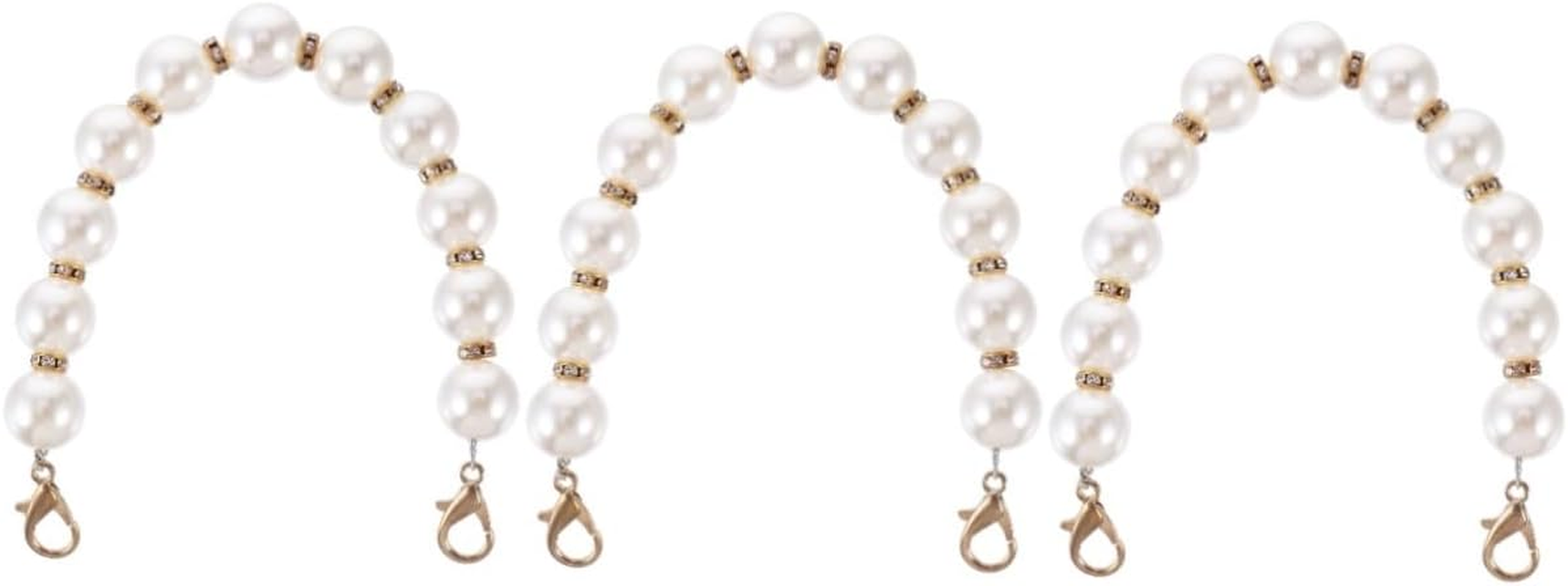 LALAFINA 3Pcs Pearl Handbag Chain Replacement Strap and Metal Buckle for Women Travel Accessories and Bag Decoration