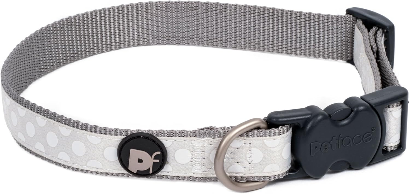 Petface Steel Tonal Dots Print Dog Collar, X-Small, Grey