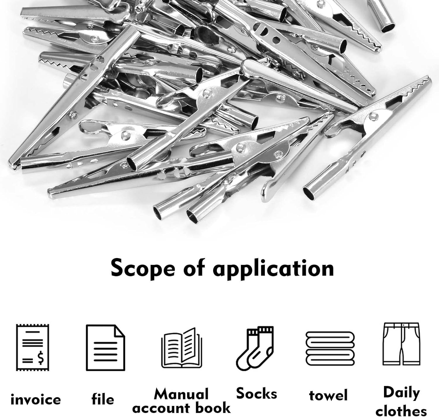 60Pcs Alligator Clips, Electrical Test Cable Crocodile Clips Metal Croc Clip for Laboratory Electric Testing Work, 2" / 50Mm image number 5