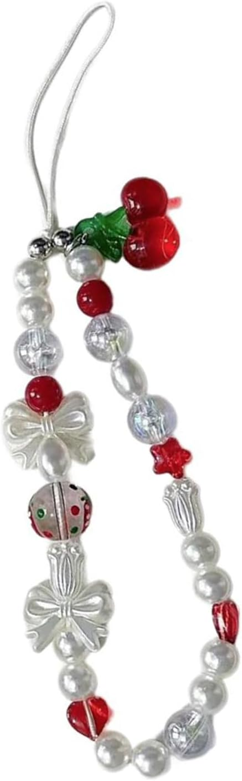 Oxtxuzdm Beaded Camera Wrist Strap with Cuteness Pearls Charm Digital Camera Charm for Digital Cameras and Phones Cherries Accent Phone Lanyard image number 1