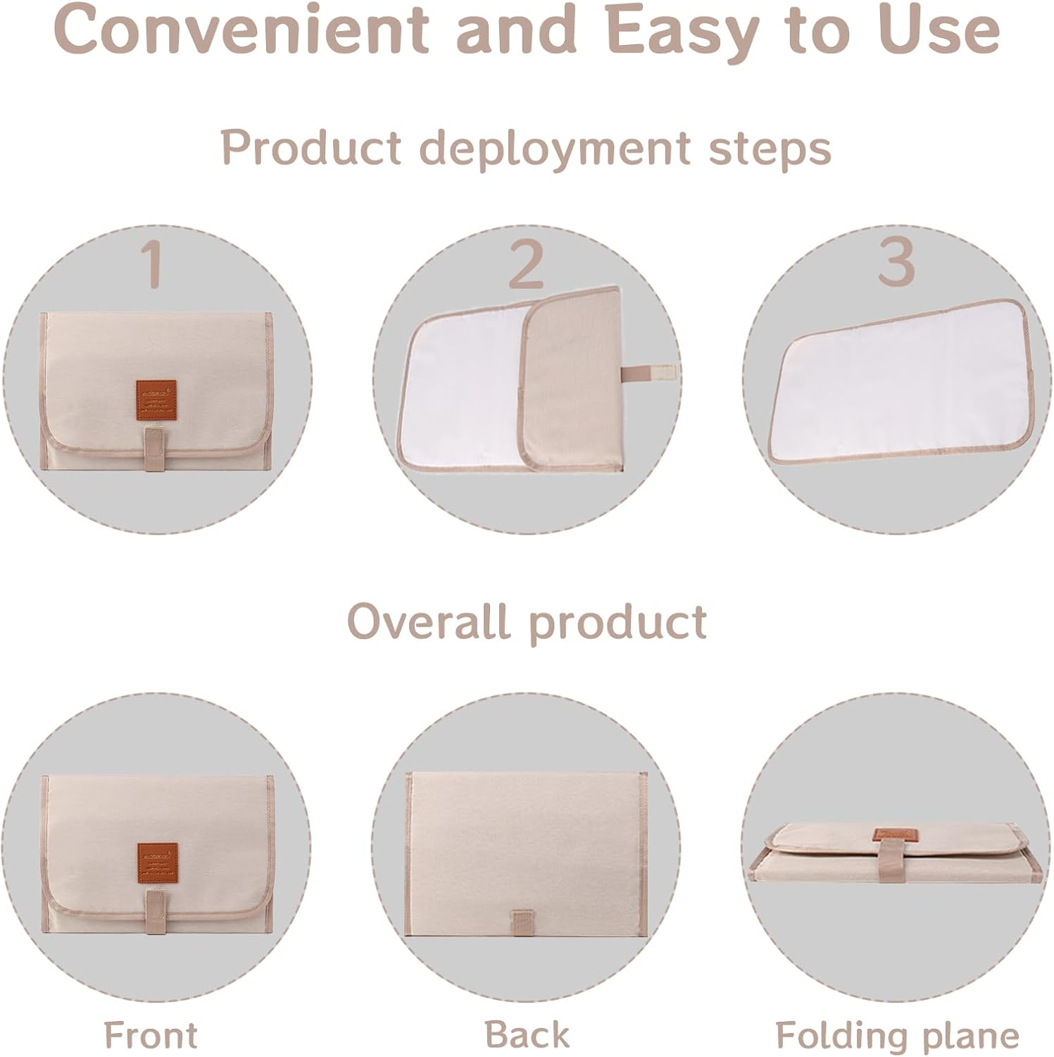 Baby Changing Mat,Portable Changing Mat,Foldable Travel Nappy Changing Mat,Lightweight,Wipeable,Skin-Friendly Fabric,Suitable for Home and Outdoor Use image number 3