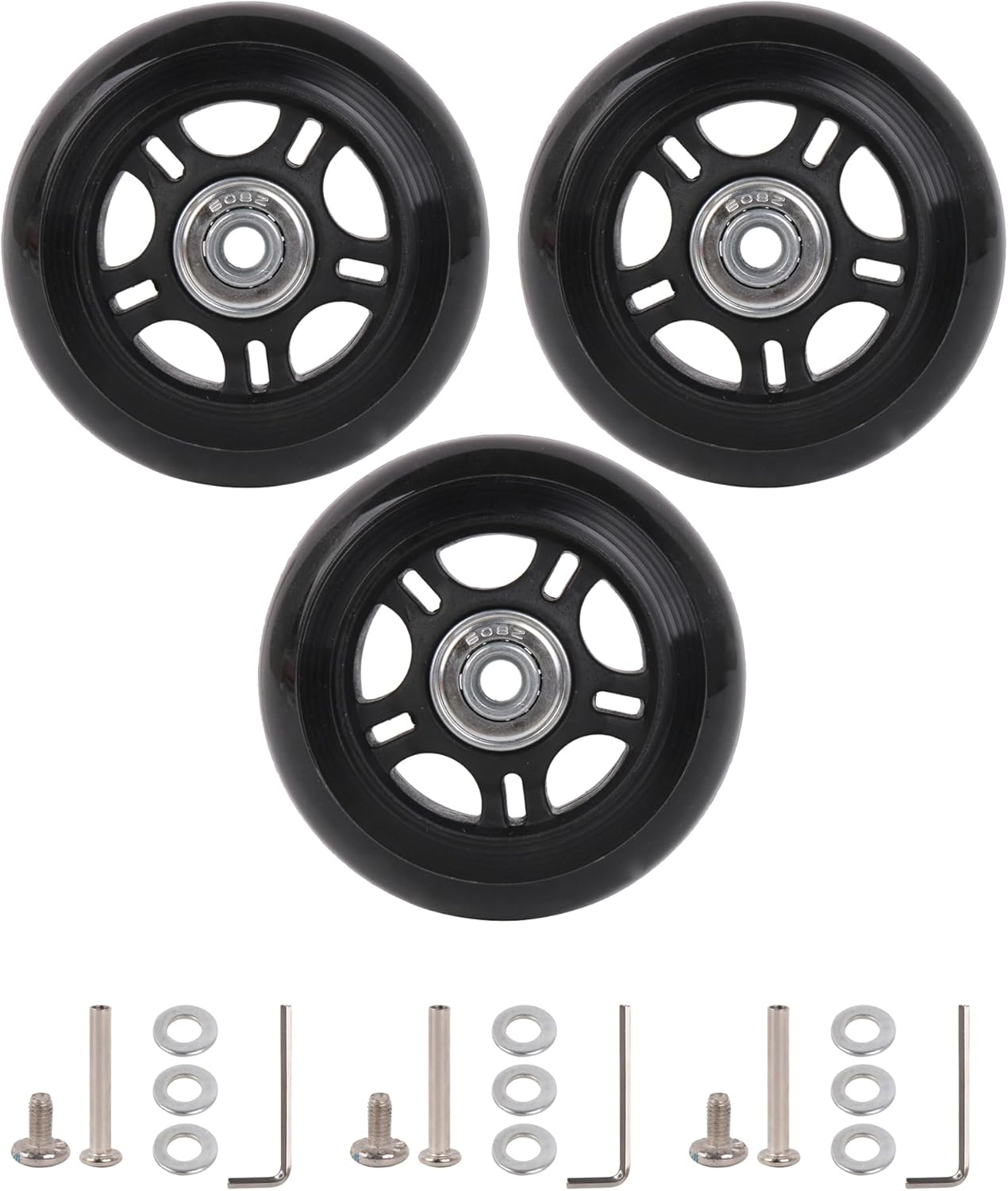 RDEXP 3X High Elastic PU Luggage Suitcase Replacement Wheels 75X26Mm Single Load 50Kg image number 4