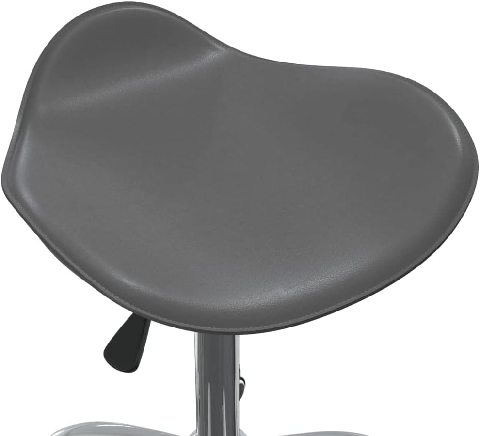 Vidaxl Adjustable Swivel Dining Chair Bar Stool/Kitchen Seat - Grey Faux Leather - Chromed Steel Frame W/Gas Lift & 360-Degree Swivel image number 3