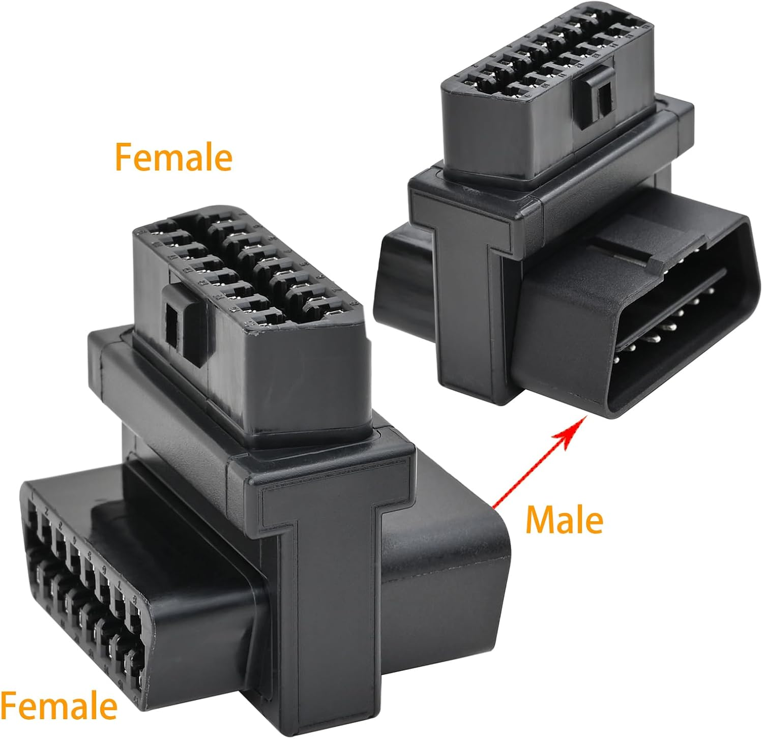 Ikkegol Pocket OBD2 Splitter Cable, OBD II Full 16 Pin 1 Male to Dual Female 1 to 2 T Split 2 Way Extension Converter Adapter for Diagnostic Extender (Bottom Widest) image number 2