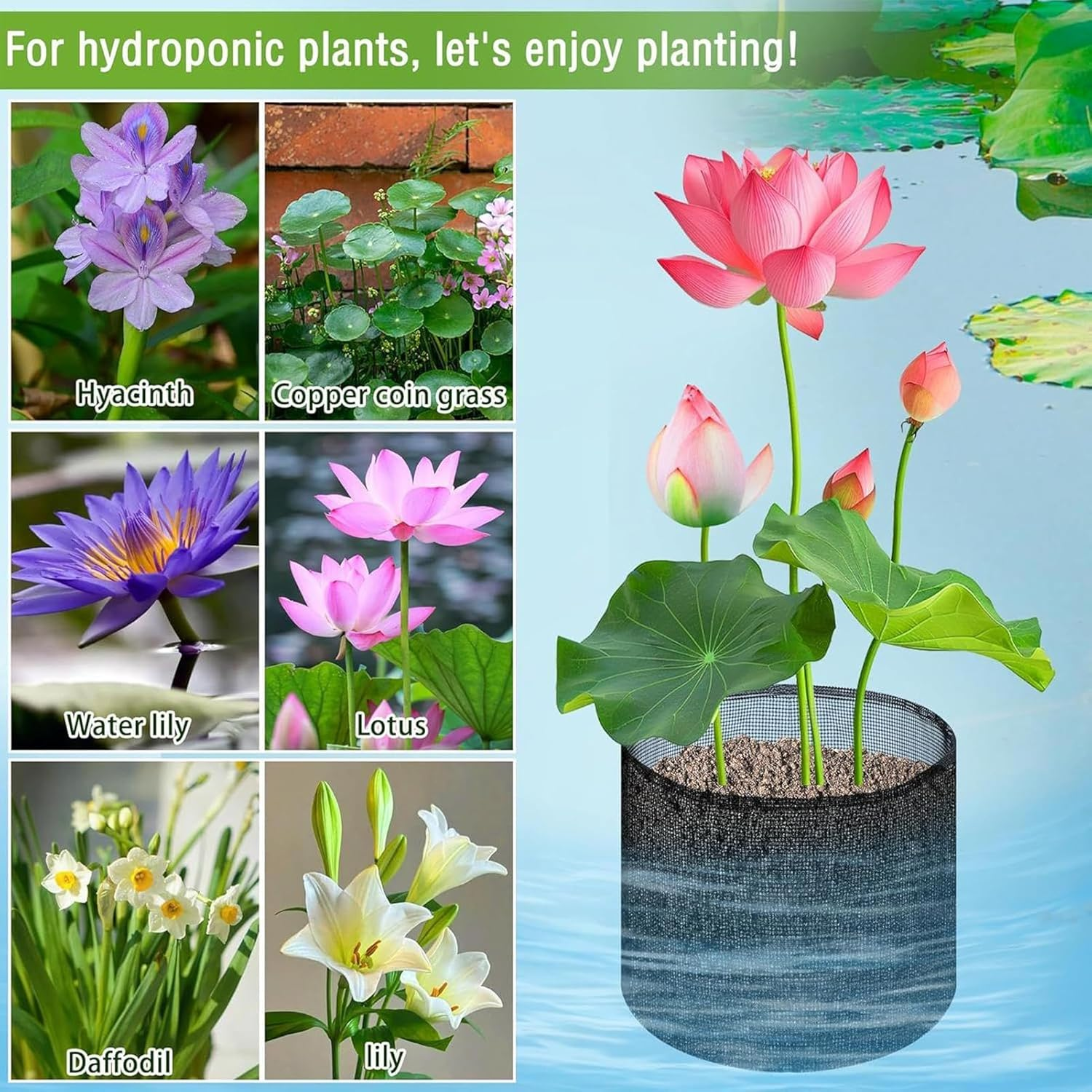 Water Lily Mesh Bags | Reusable Pond Plant Baskets,Set of 4 Large Garden Supplies, Breathable Tomato Planter for Vegetable Planting - Circular image number 4