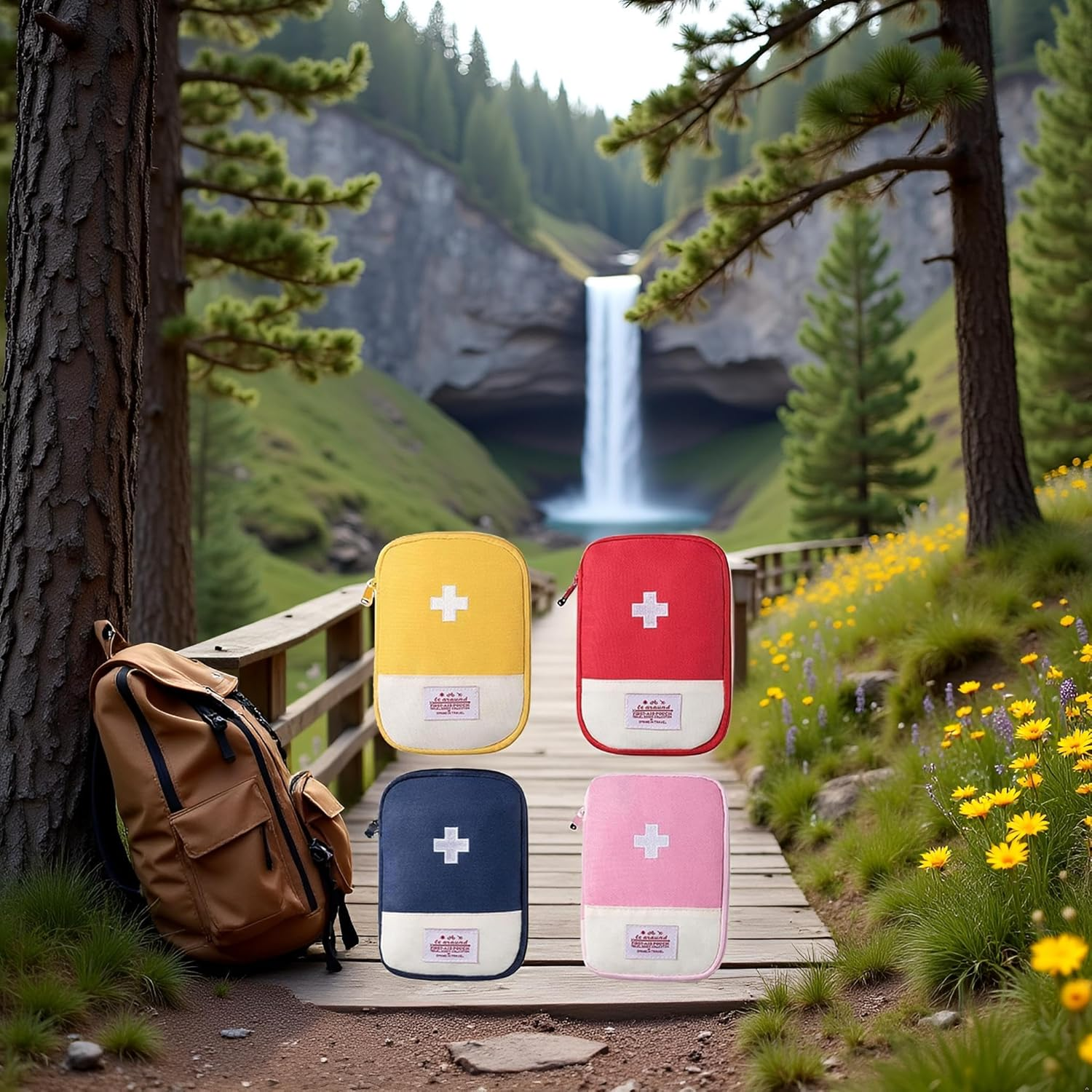 4Pcs Empty Travel Mini First Aid Pouch, Portable Outdoor First Aid Medical Rescue Bag Multi-Function Emergency Medicine Storage Organizer Bag Health and Household Supplies (Small) image number 3