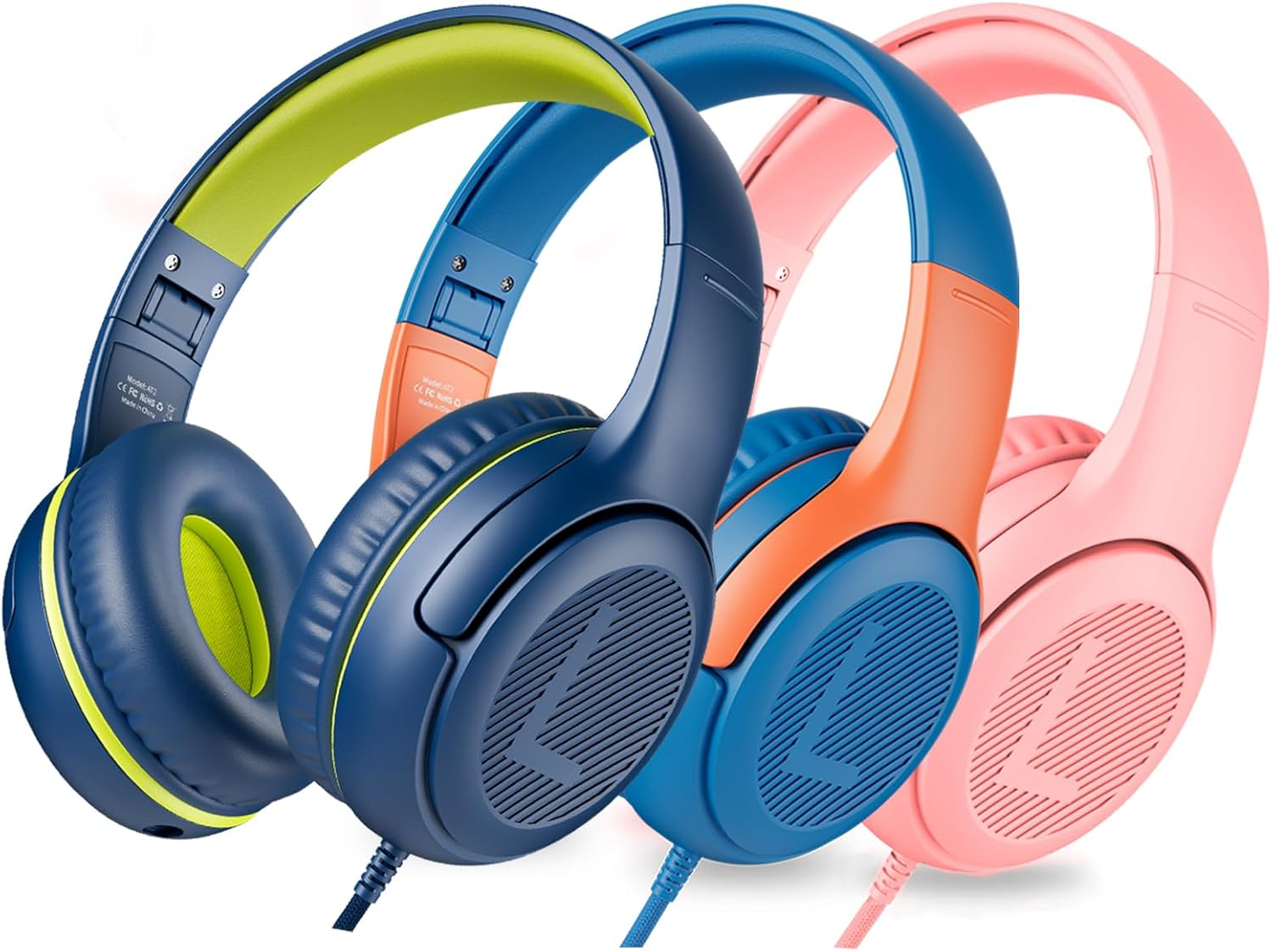 Awatrue Kids Headphones with Cord - Comfortable and Durable Toddler Headphones for School and Work, Ideal Kids, Sons, Daughters - Sound and Safe Listening Experience (Pink)