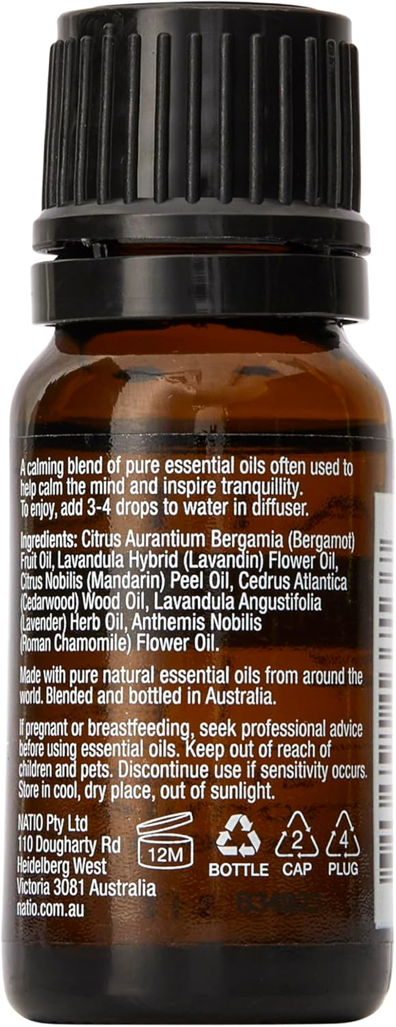 Natio Australia Wellbeing Pure Essential Oil Blend - Relax 10Ml - Chamomile, Mandarin and Lavender to Help Ease the Mind - 100% Pure Essential Oil Blend - Made in Australia image number 3