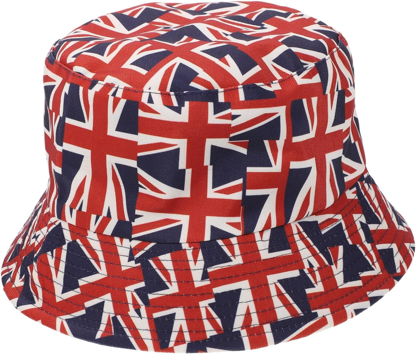 HAPINARY Reversible Union Jack Bucket Hat for Women Teen Girls Fashionable Sun Fits for Festivals Outdoor Activities Unique Flag Print Design Red image number 2