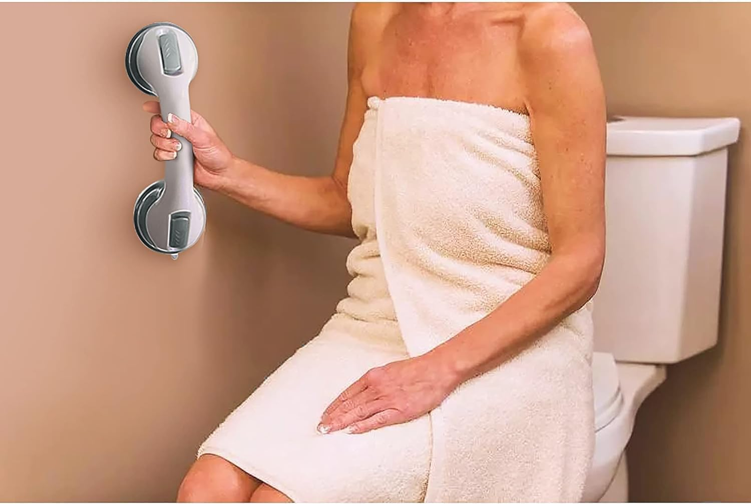 Shower Handle 12 Inch Grab Bars for Bathtubs and Suction Grab Bar Bathroom Bathtub Bath Handles Handicap Elderly Seniors Safety Cup Grip Non Slip - ONLY for Tiles Glass & Hard Plastic 2 Pack image number 1