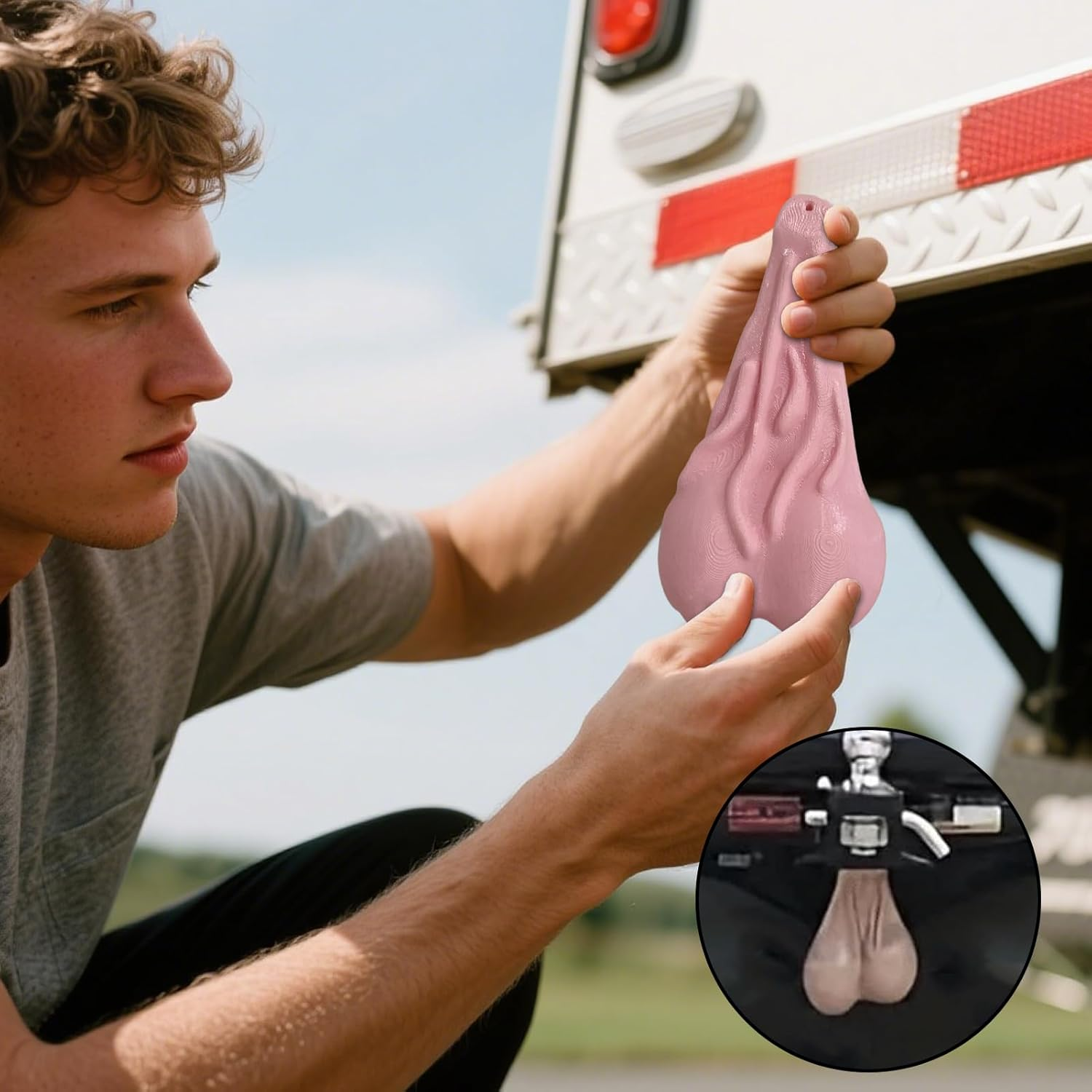 Truck Balls Nuts - 6.5X3.39X1.61 Inch ABS Prank Ornament, Joke Car Embellishment, Hilarious Auto Charm | Humorous Vehicle Decoration for Men Boyfriend Husband Friends Adults Gift Idea image number 3