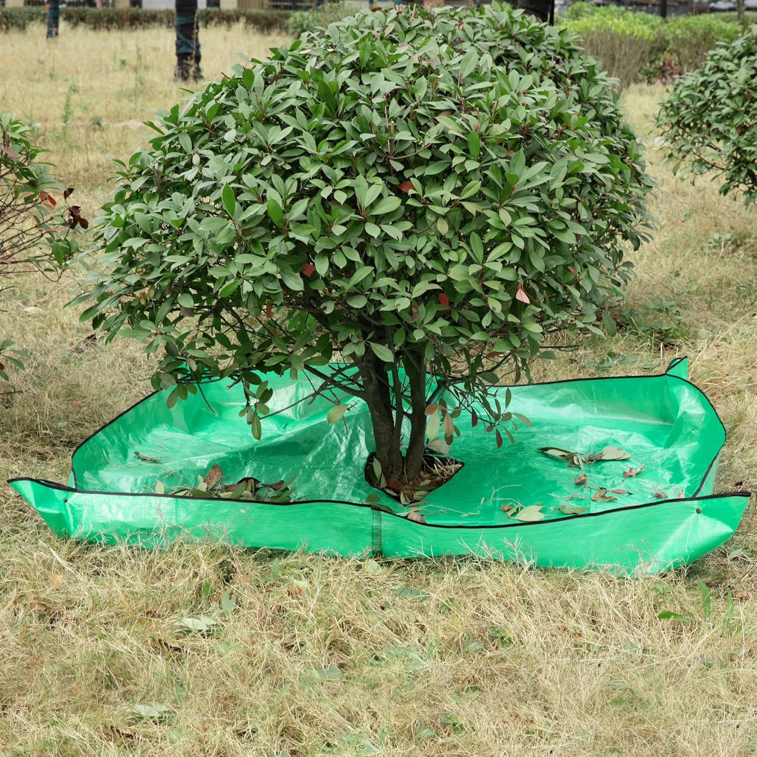 Moonoom Landscape Tarp for Trimming with 12 Inch Hole Garden Tree Pruning Waterproof Tarp,Four Corners Has Corner Buckles Can Stand up Fasten around Trees and Shrubs image number 4