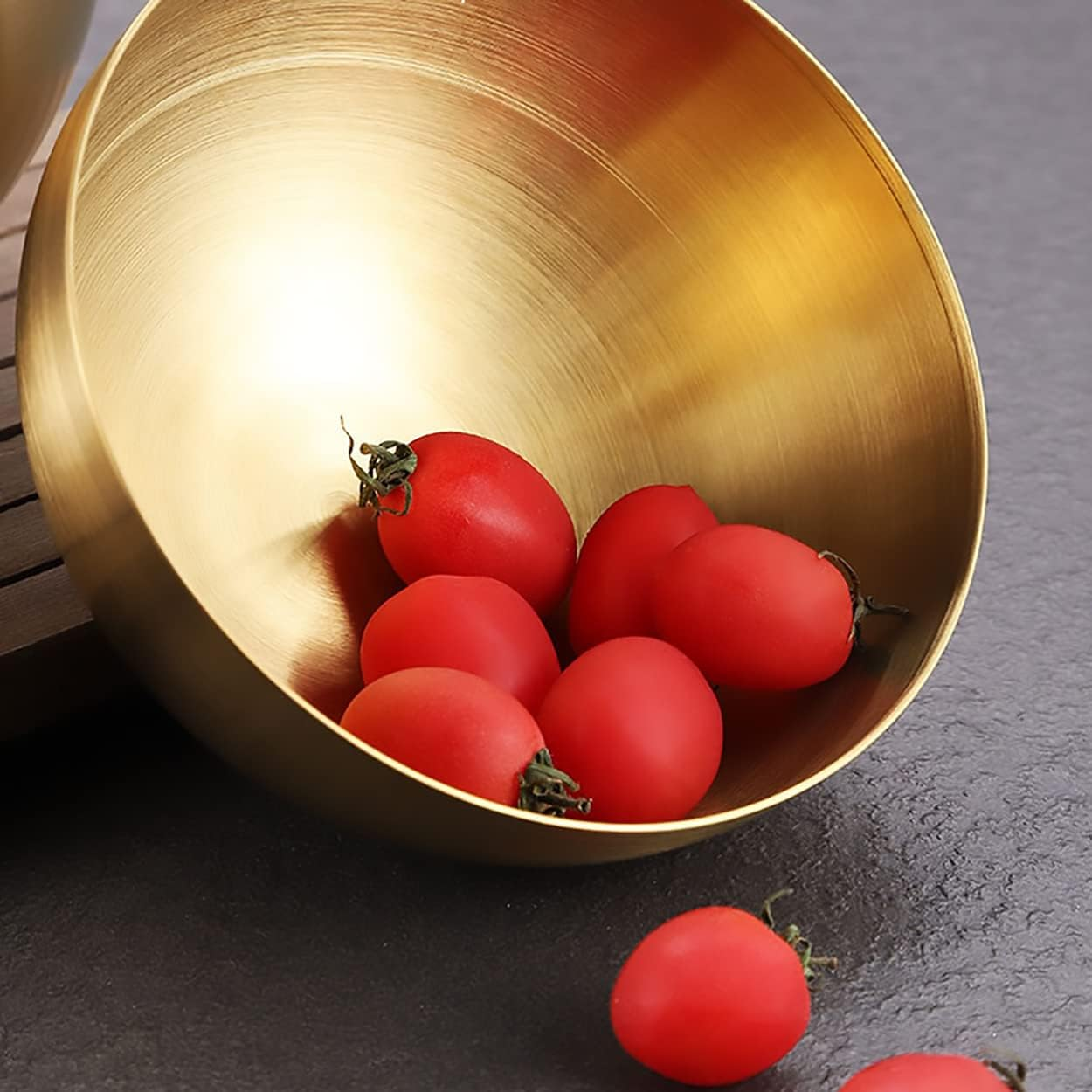 Dadamong Stainless Steel Salad Bowls, Mixing Bowls, Nesting Bowls, Snacks Bowls, Serving Bowls for Mixing, Cooking, Baking, Prepping, Set of 2, Small & Large - 5.9 & 7.9 Inch (Gold) image number 5