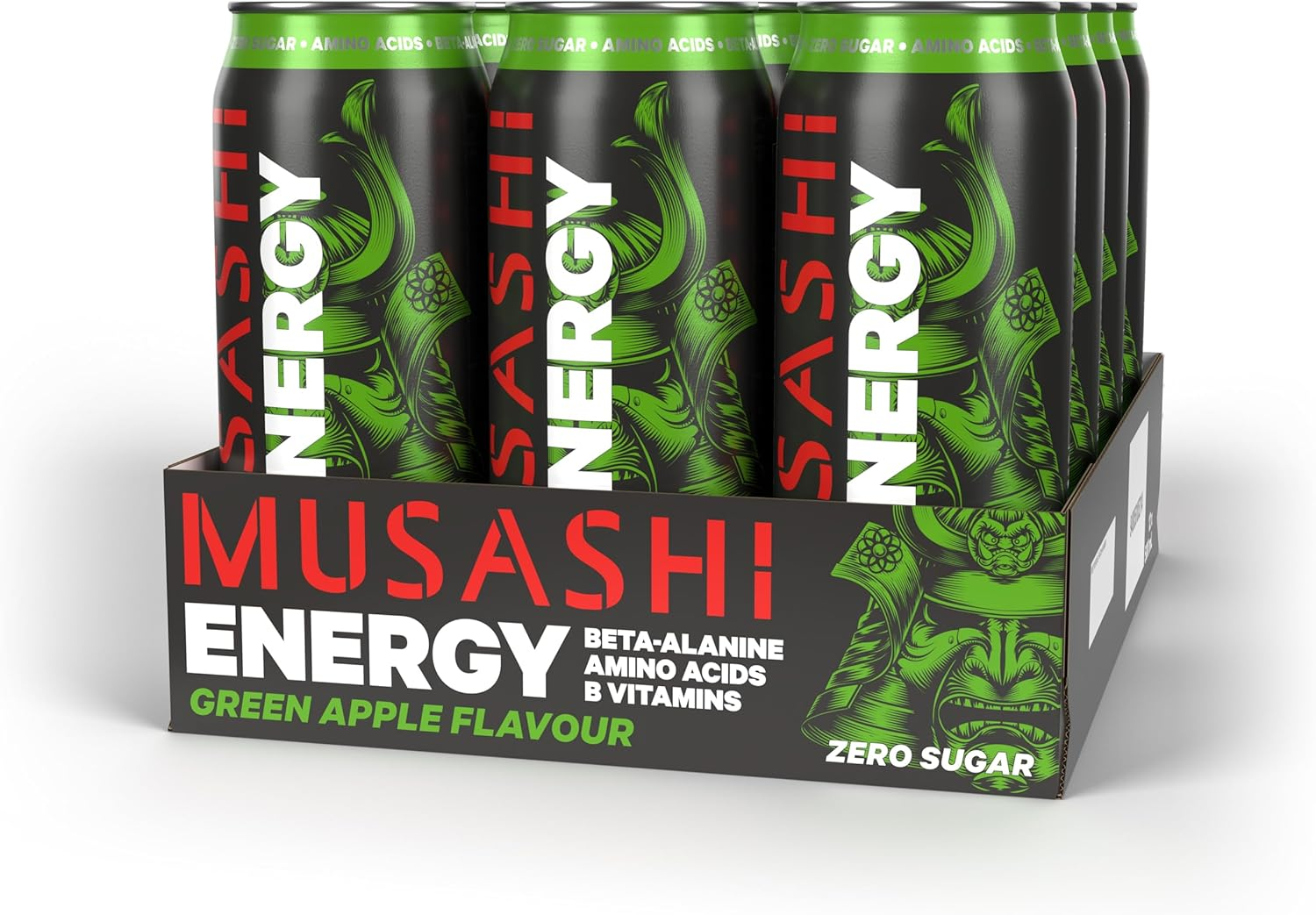 Musashi Green Apple Energy Drink 500 Ml (Pack of 12) image number 2
