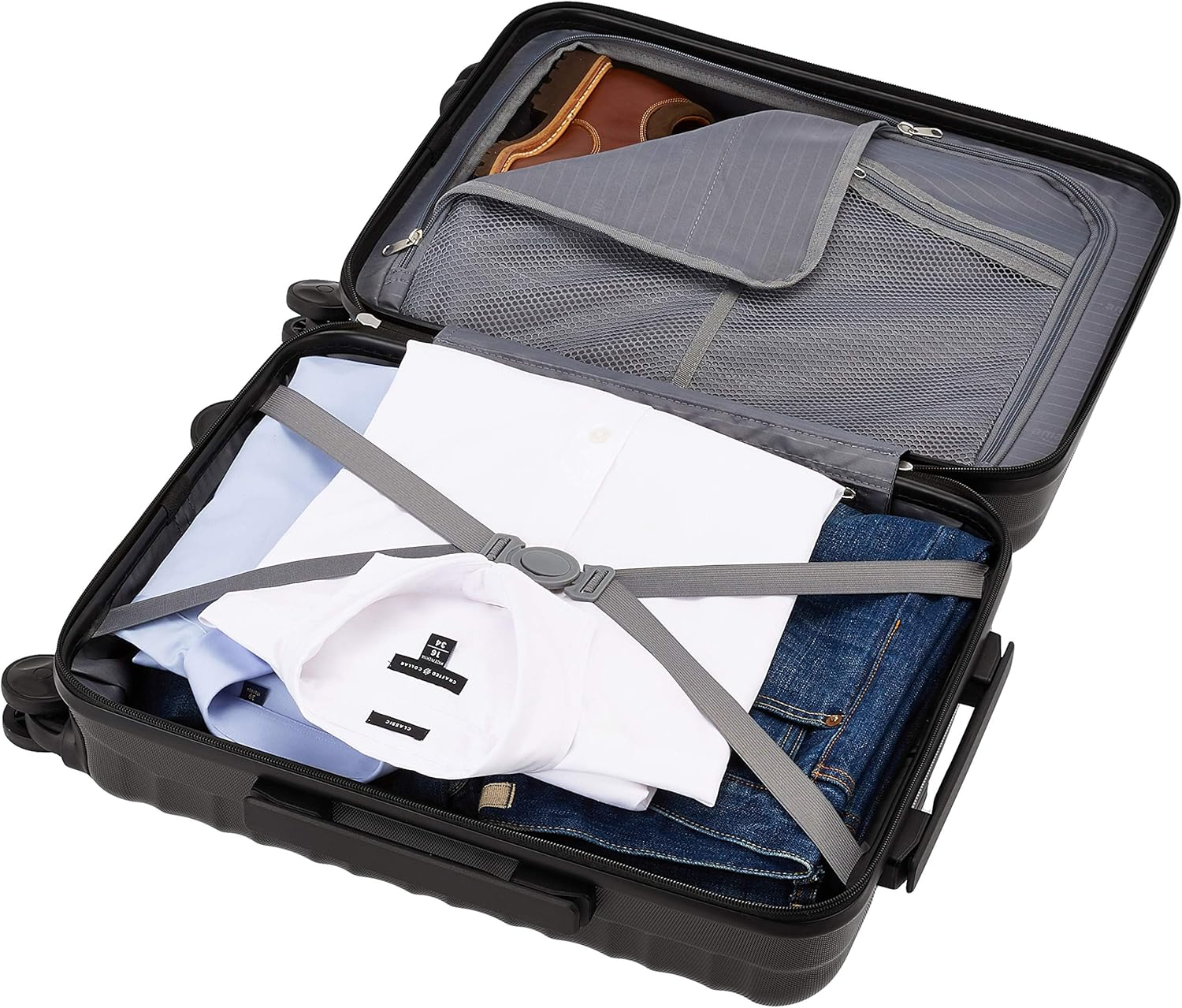 Amazon Basics Premium Hardside Spinner Luggage with Built-In TSA Lock, Carry on 55Cm, Black image number 6