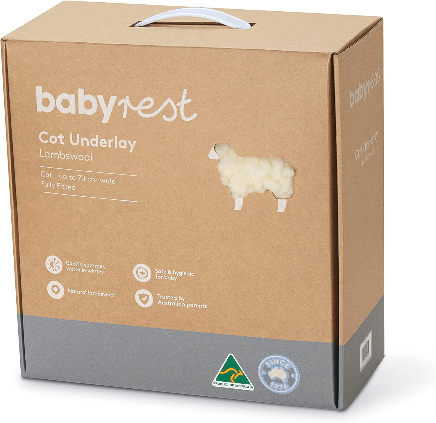 Babyrest Lambswool Portacot Underlay Strap Fitting, Natural image number 5