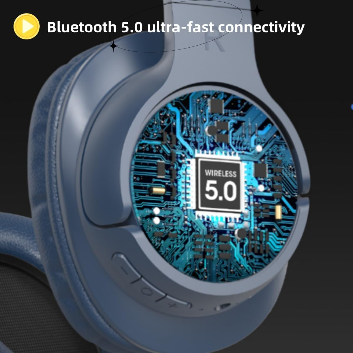 NEVKA Pure Bass Wireless Noise Cancelling Headphones, Bluetooth over Ear Headphones for Men Women,48 Hours Battery Life,Over Ear Headphones for Indoor,Outdoor,Computer,Smartphone,Tv,Etc (White) - Blue image number 5