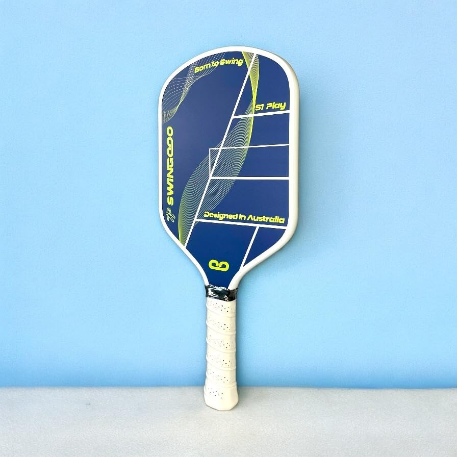 Swingooo S1 Play Pickleball Paddle &ndash; 12Mm Lightweight Fiberglass, Grit Surface, PP Honeycomb Core, 220G, Elongated Control Shape &ndash; Green/Blue image number 4