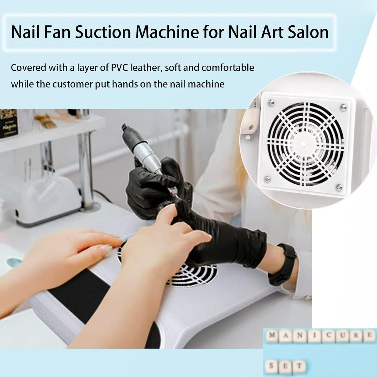 40W Portable Nail Dust Collector, Professional Manicure Vacuum Cleaner with 2 Reusable Dust Bags for Nail Salon & Home Use (White) image number 5