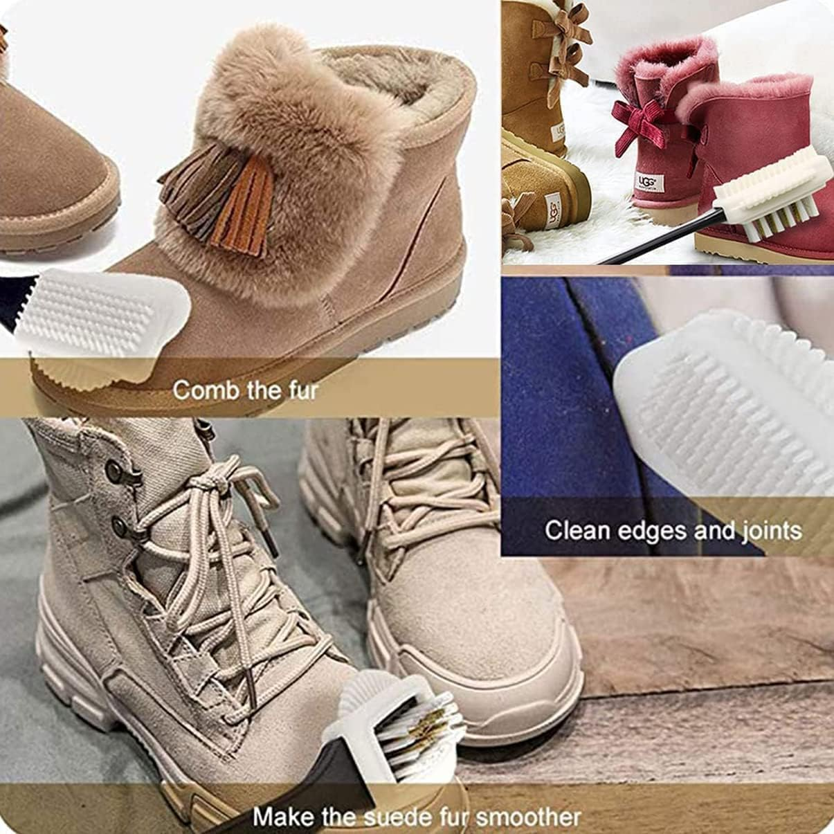 THJOPOKEEL Suede & Nubuck Leather 4 Way Cleaning Caring Brush Shoe & Boots Cleaner Essential Kit with Extra 2 Erasers image number 6