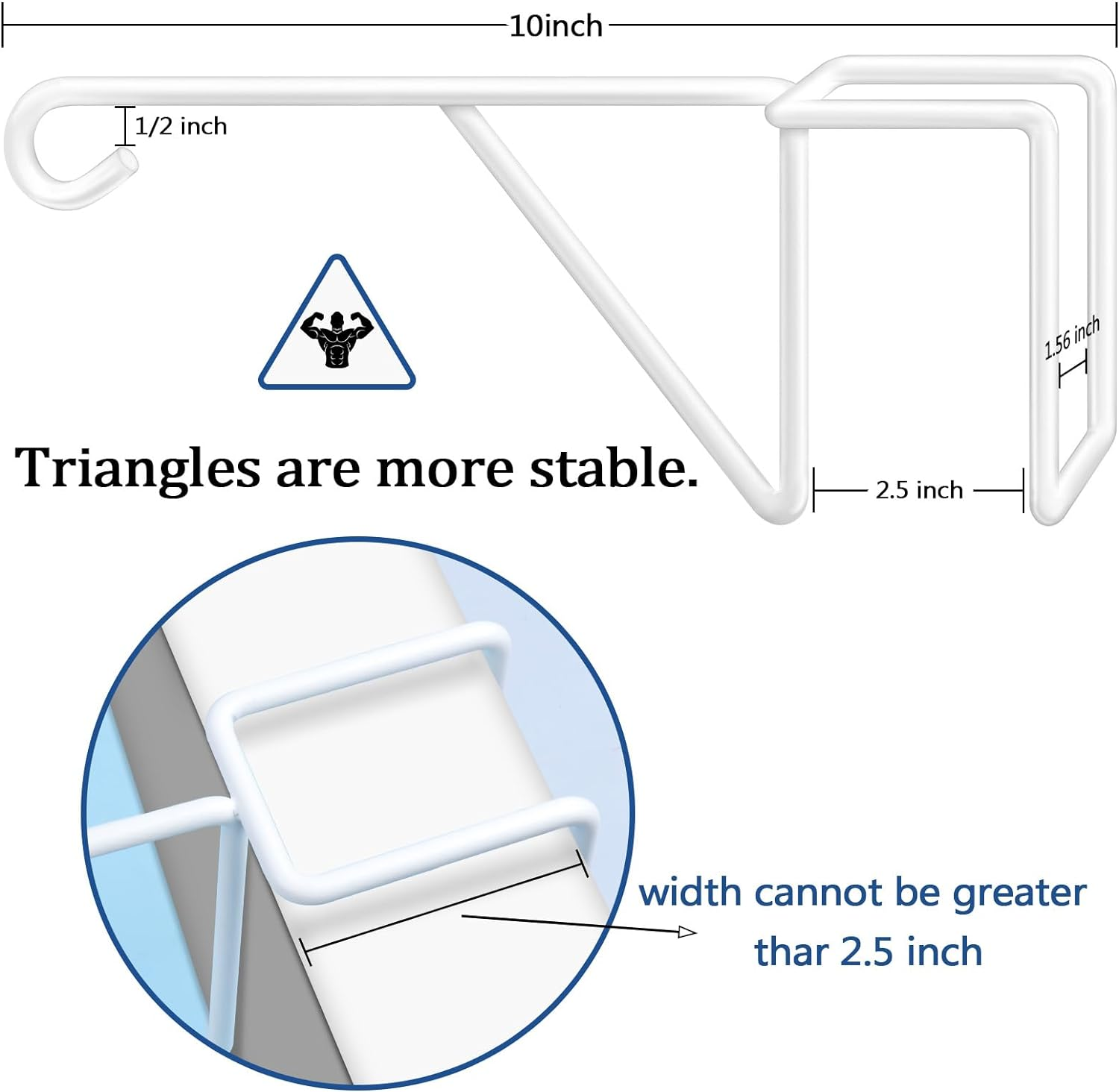 Zacool Vinyl Fence Hooks-2 Pack 5 X 10 Inches over Fence Hooks Heavy Duty White Powder Coated Steel Fence Hooks for Hanging Plants Bird Feeders,Lights,Hanging Basket,Pool Tools image number 4