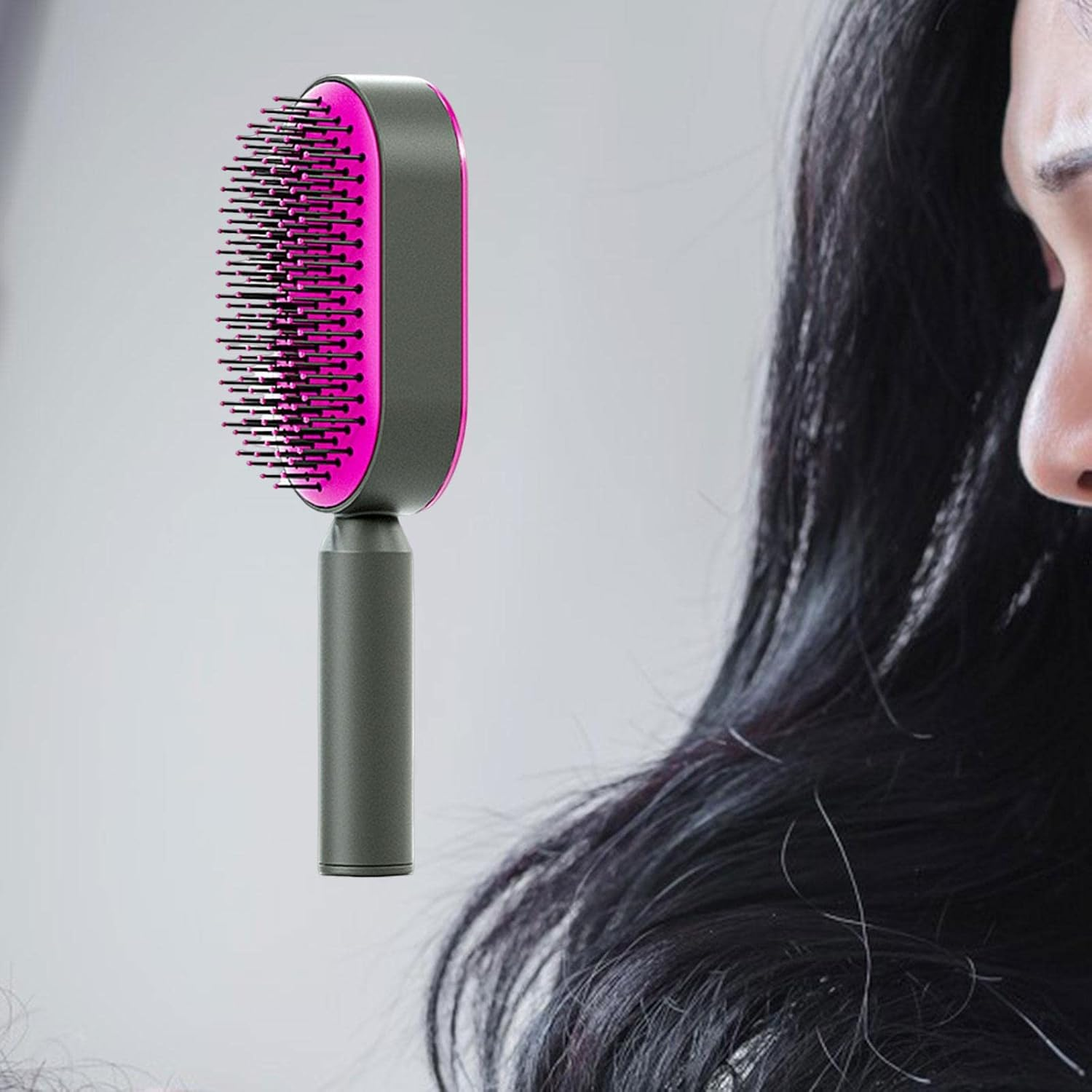 Perfk Detangler Comb Hair Brush Styling Comb Scalp Massage Hair Care, Rose Red image number 3