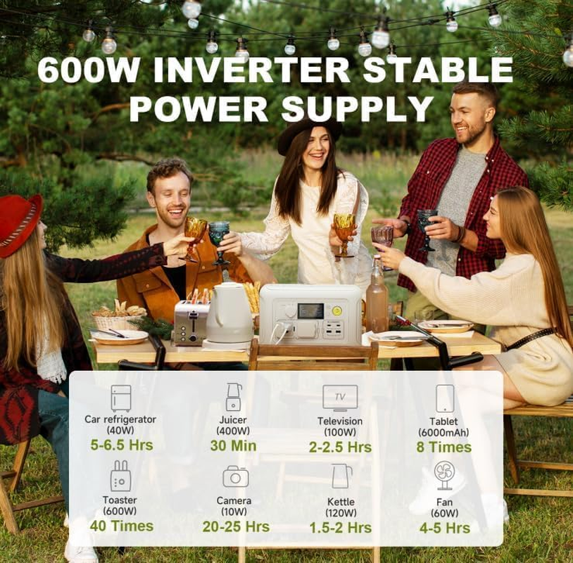 ALLPOWERS 600W 299Wh Portable Power Station R600 Beige Lifepo4 Battery Solar Generator MPPT, UPS Power Supply Backup for Emergency Camping RV Outdoors Home Use, 1 Hour Fast Charging image number 1
