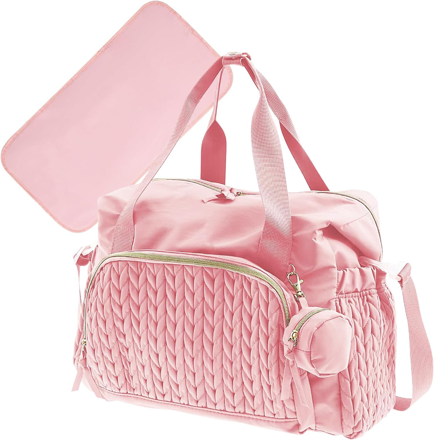 Travel Diaper Bag - Large Capacity Diaper Bag Tote with Pacifier Case,Portable Labor Delivery Backpack, Child Supplies for Home, Travel - Pink image number 2