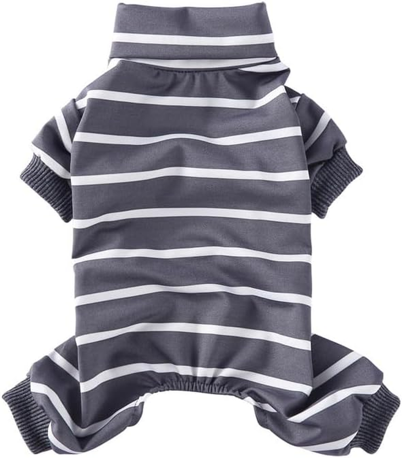 Striped Dog Pajamas for Small Dog Cooling Puppy Pullover Jumpsuit Stretchable Breathable Pet Pjs Summer Spring Pyjamas (Grey, S) image number 4