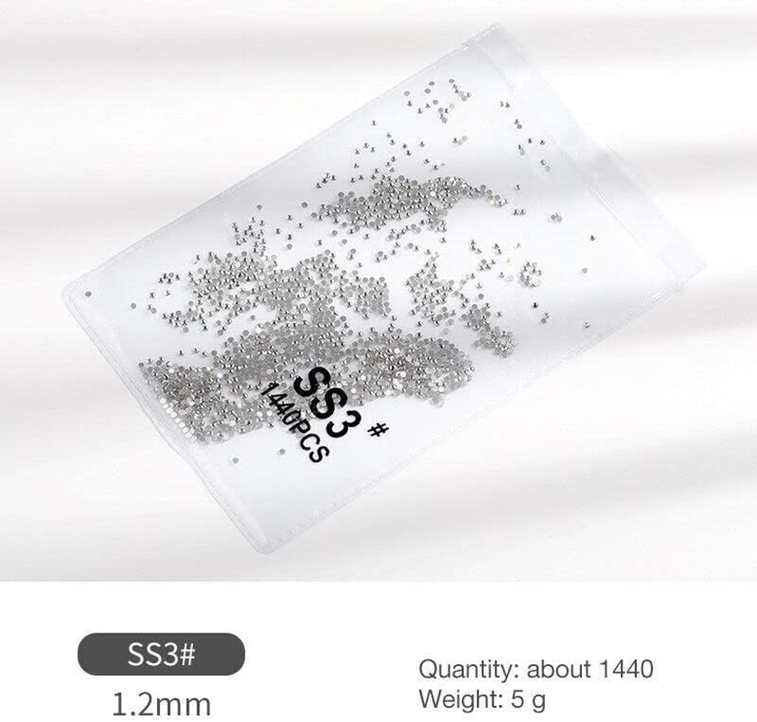 AIMALL 1440PCS Glitter Rhinestones Crystal Clear Flat Bottom Glass Nail Art Nail Drill: Sparkling Crystal Clear Flat-Backed Embellishments for Nail Art Design - Clear Crystal Ss20 image number 2
