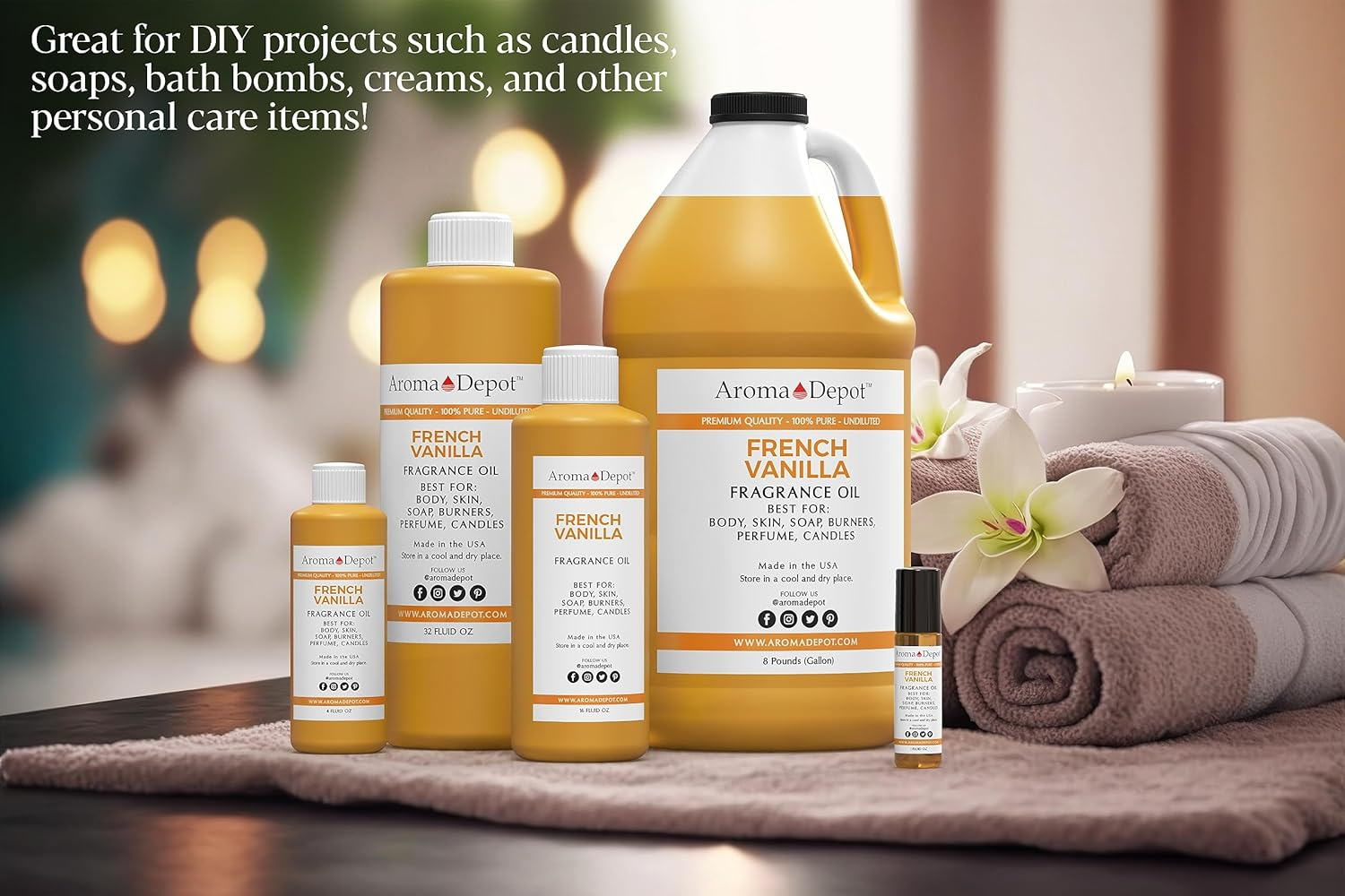 Aroma Depot French Vanilla Perfume/Body Oil (7 Sizes) Our Interpretation, Premium Quality Uncut Fragrance Oil Sweet Scent (4 Ounce Plastic Bottle (120Ml)) image number 1