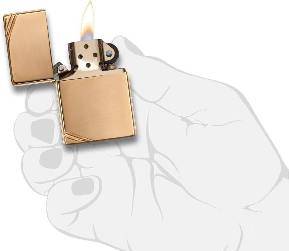 Zippo Vintage High Polish Brass Pocket Lighter with Slashes Pocket Lighter image number 3