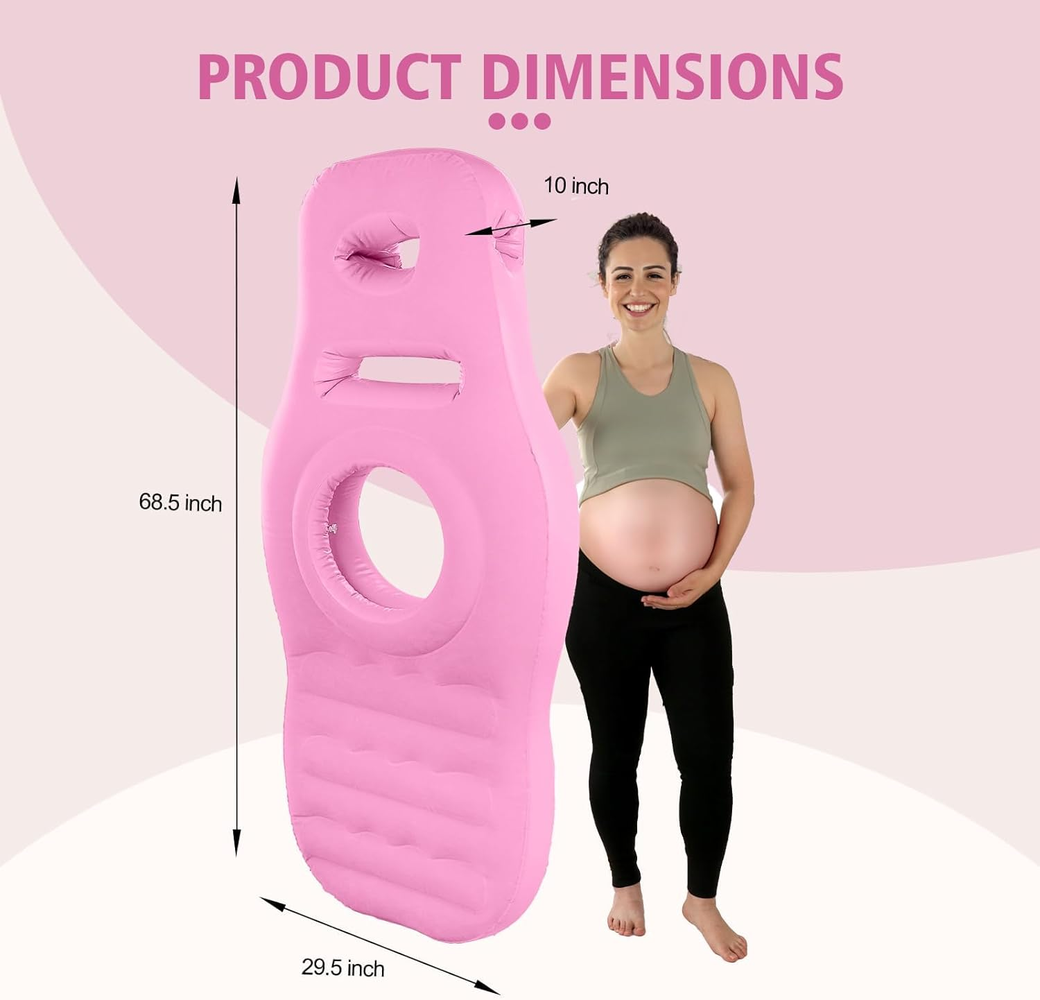 Inflatable Full Body Pregnancy Pillow, Flocking Thickened Mattress, Full Body Maternity Airbed with Belly Hole, Best Prone Sleeping Support for Pregnant Women, Includes Foot-Operated Inflatable Pump