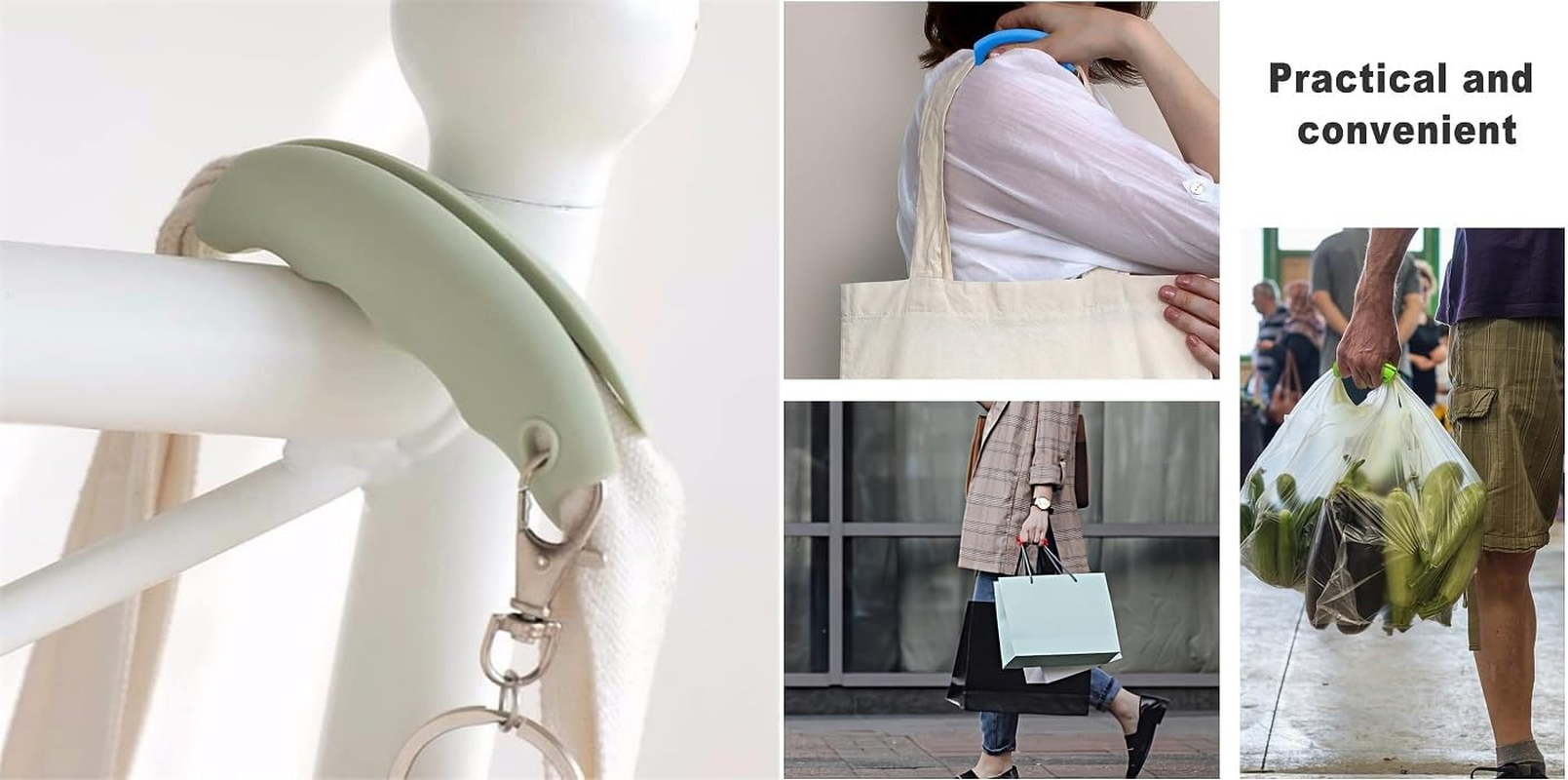 Multiple Silicone Shopping Bag Holder Handle, Durable Lightweight Multi Purpose Secondary Handle Tool, Grocery Bag Carrier Pouch Carrying Handle for Shopping (2 PCS) image number 5