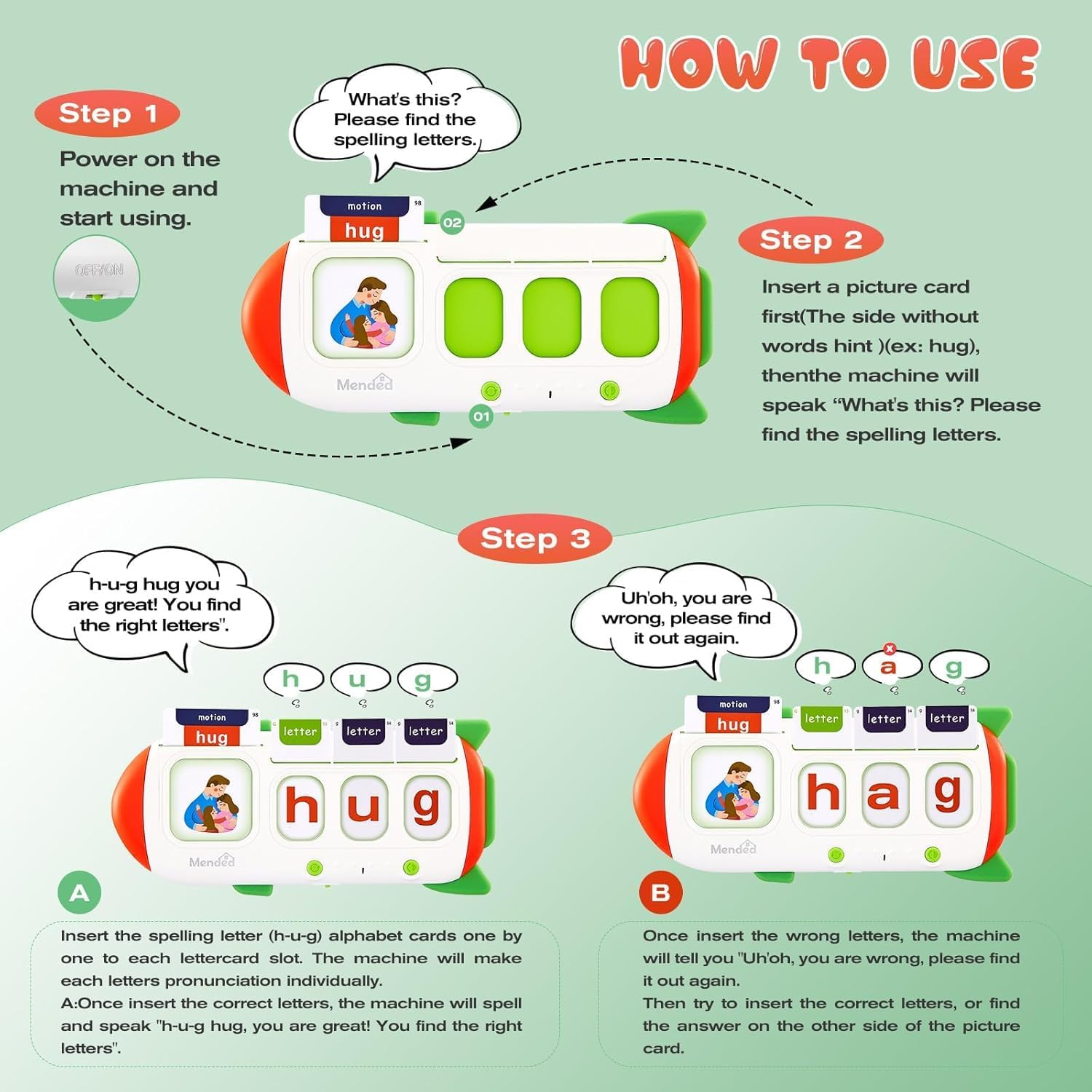 Alphabet Talking Flash Cards for Kids 3+ Years Old, Spelling Games, Teach Kids ABC Letters & Words image number 3