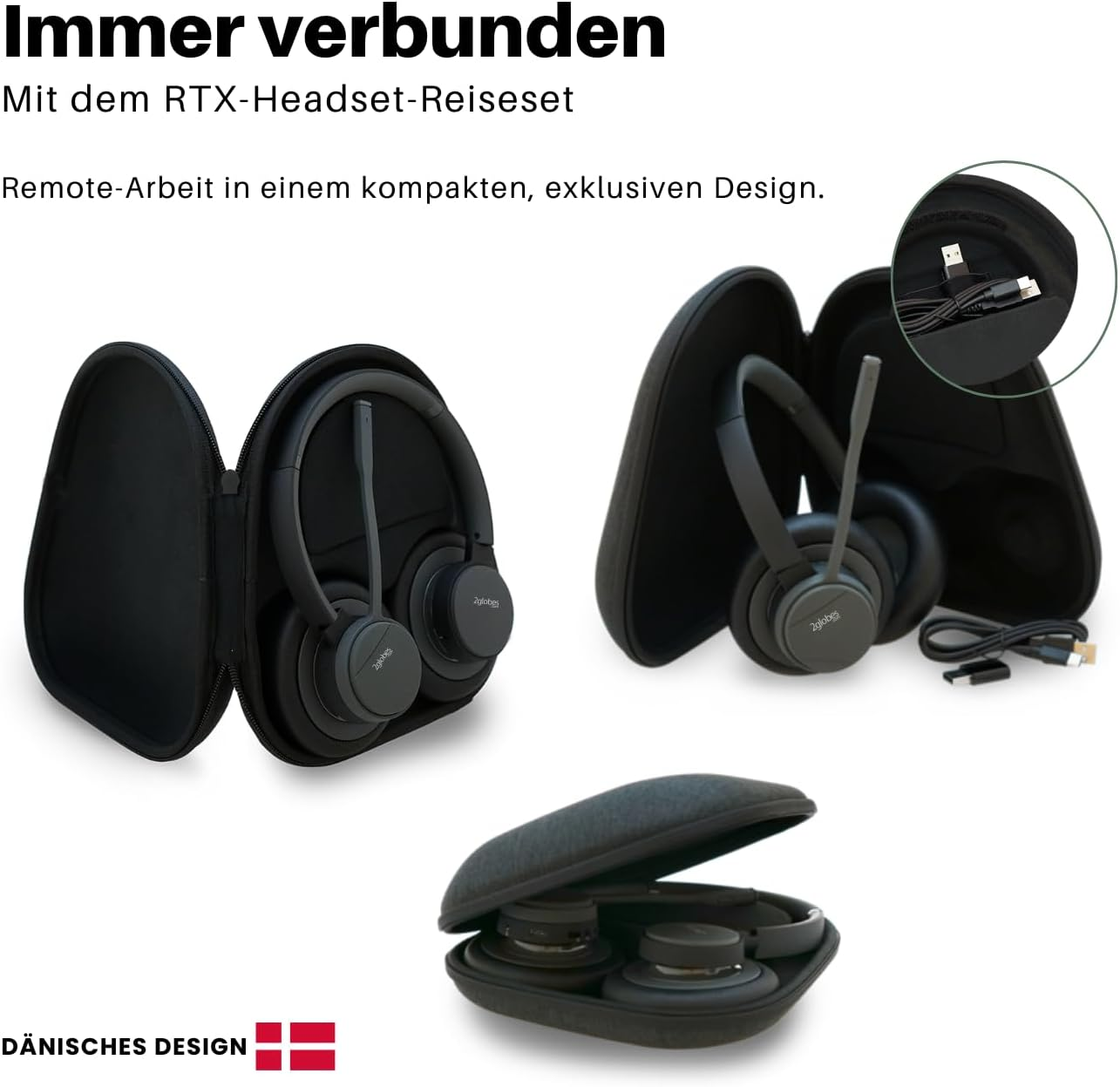 2Globes Hybrid X: Revolutionary DECT & Bluetooth Headset with Advanced ANC, USB-C Quick Charge and Seamless Device Integration - Black image number 3