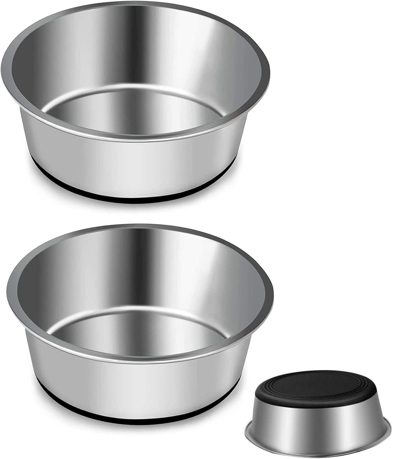 SUOXU Heavy Stainless Steel Dog Bowls,Large Dog Bowl with Non-Slip Silicone Bases,Pet Feeding Bowls,2500Ml Large Dog Feeder Bowls and Water Bowls(Xl-26Cm)