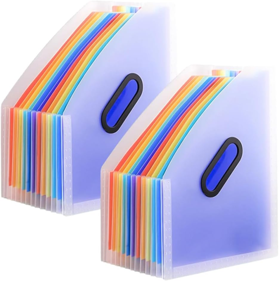 AIMALL 2 Pack Vertical Expanding File Folder &ndash; 12-Pocket Accordion Document Organiser, Transparent Colour, Multi-Layer Telescopic A4 Storage, PP Material, 9.25 X 12.99 In image number 5