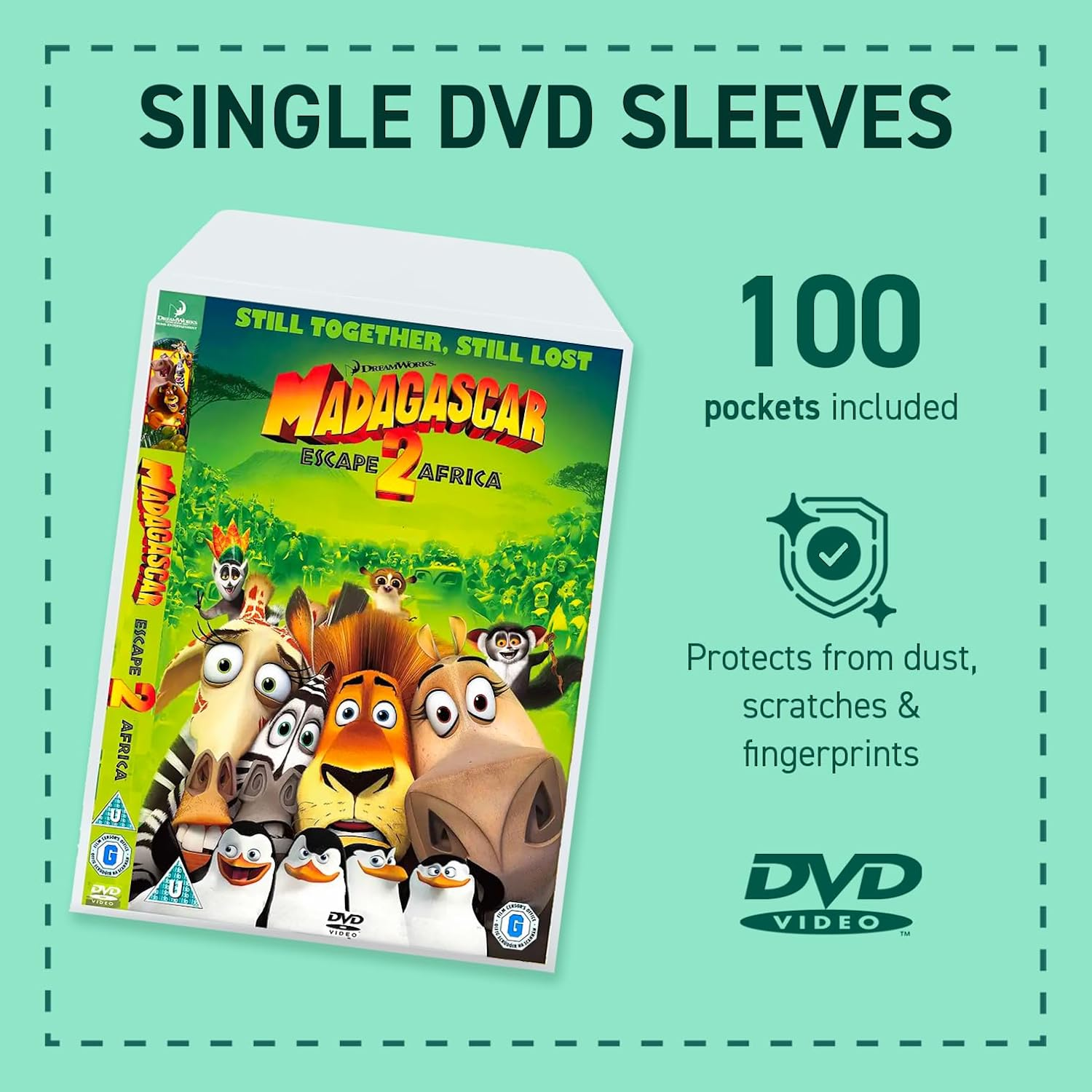 Tarifold DVD Protective Sleeve with Closing Flap and Space for Cover for DVD Storage, 100/Pack (10281) image number 1