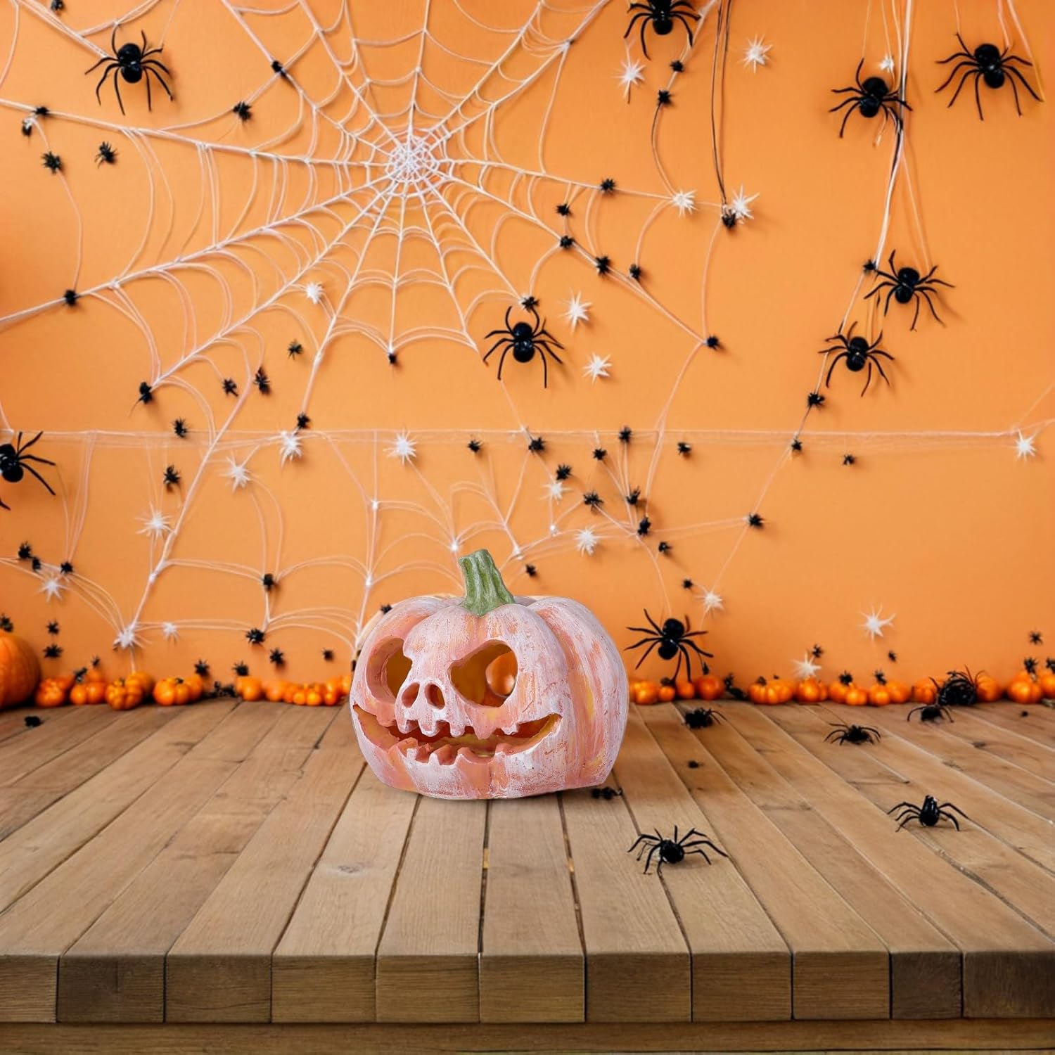 MHFOOU Halloween Fish Tank Decor, Small Resin Pumpkin Fish Hideout House Ornament, Halloween Aquarium Decorations for Aquarium Landscape, Small Fish, Shrimps, Frogs, Spider, 3.93X3.54X3.14 Inch image number 4