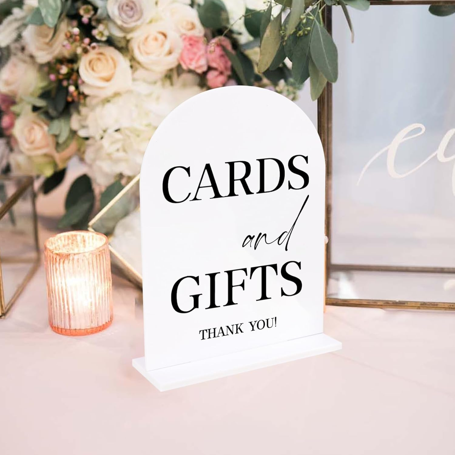 KOSKIMER Acrylic Wedding Signs - 2Pcswhite Ceremony & Reception Signage, 5X7 Inch Photo Guest Book Sign image number 5