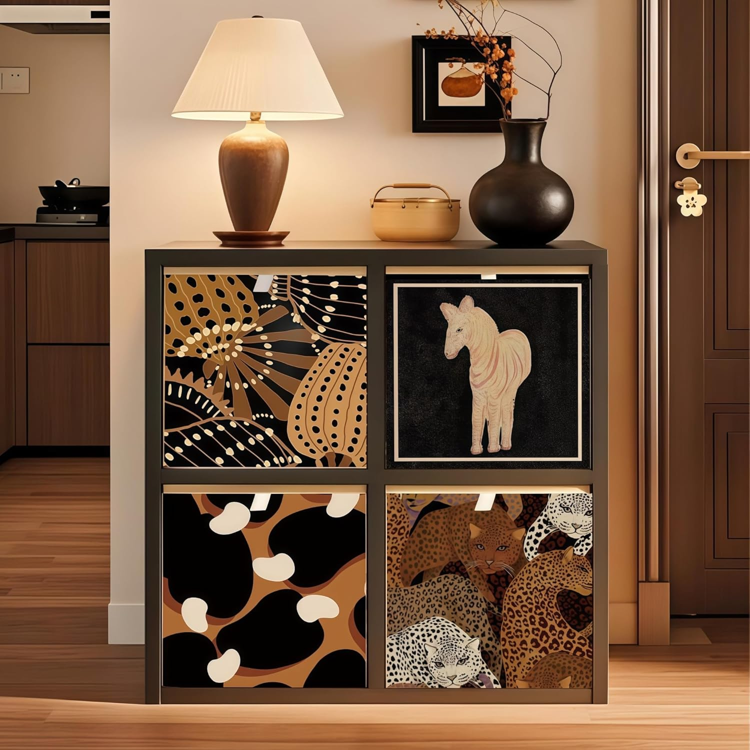 2 Packs Collapsible Storage Bins, Retro Style Foldable Storage Box for Toys, Clothes, Books, Closet & Shelves, Durable Home Storage Basket Organizer (A-Horse) image number 4